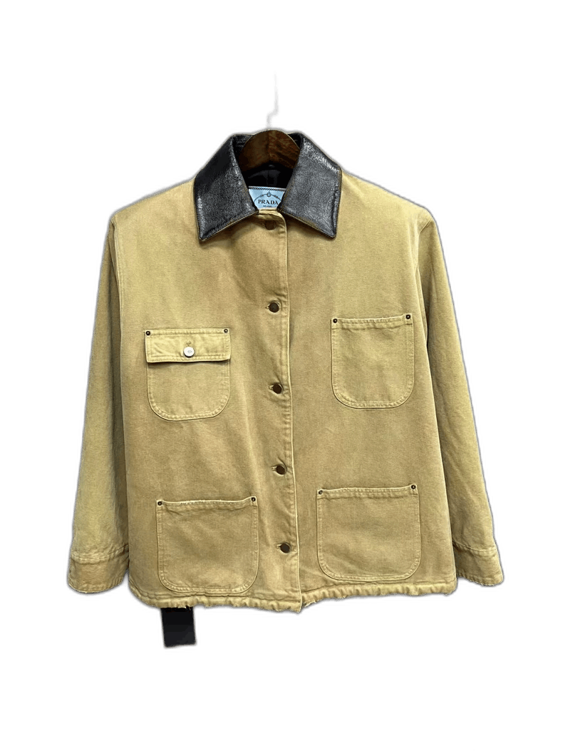Prada Prada Vintage Leather Collar Jacket-yf Size US S / EU 44-46 / 1 - 1 Thumbnail