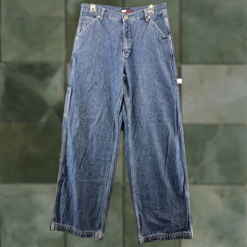 Tommy Hilfiger Vintage Tommy Hilfiger Women's Blue Denim High-Rise Wide Leg Jeans 90s Y2K Hip Hop Size 30" / US 8 / IT 44 - 1 Thumbnail