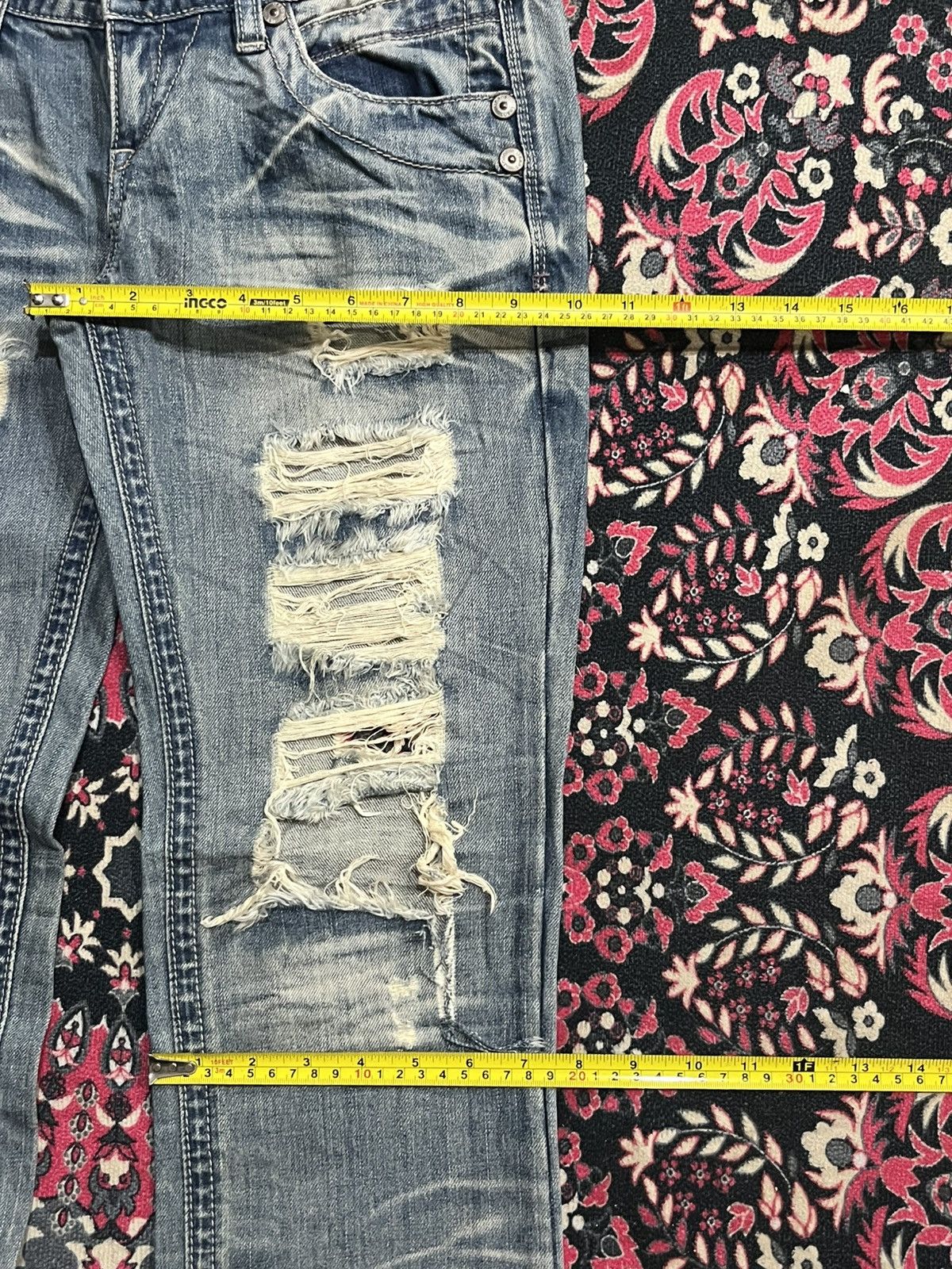 Japanese Brand Vintage Japanese Brand African Taro Trashed Blue Washed Jean Size 29" - 12 Thumbnail