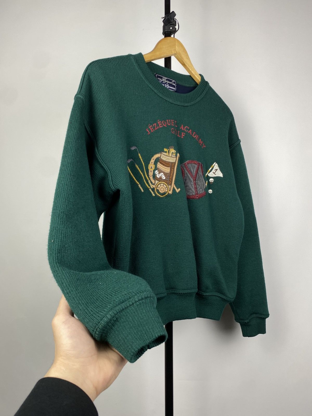Designer × Vintage Vintage 90s Big golf print wool knitted sweater Y2K Size US S / EU 44-46 / 1 - 3 Thumbnail