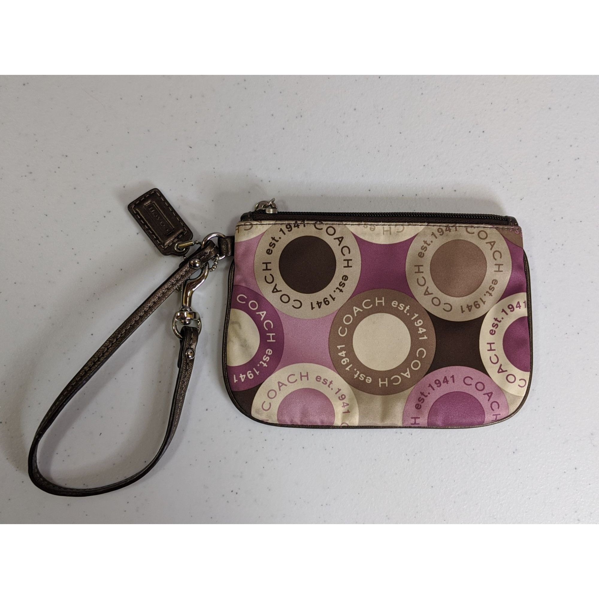 Coach Coach Purple Circle Print Wristlet With Zip Closure Size ONE SIZE - 1 Thumbnail