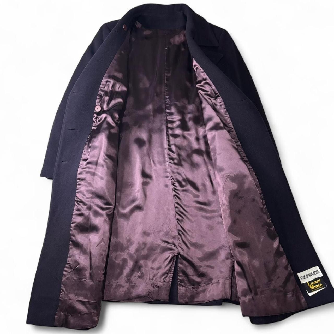 Vintage Vintage Deep Purple 100% Pure Virgin Wool Long Coat Jacket Size US XS / EU 42 / 0 - 5 Thumbnail