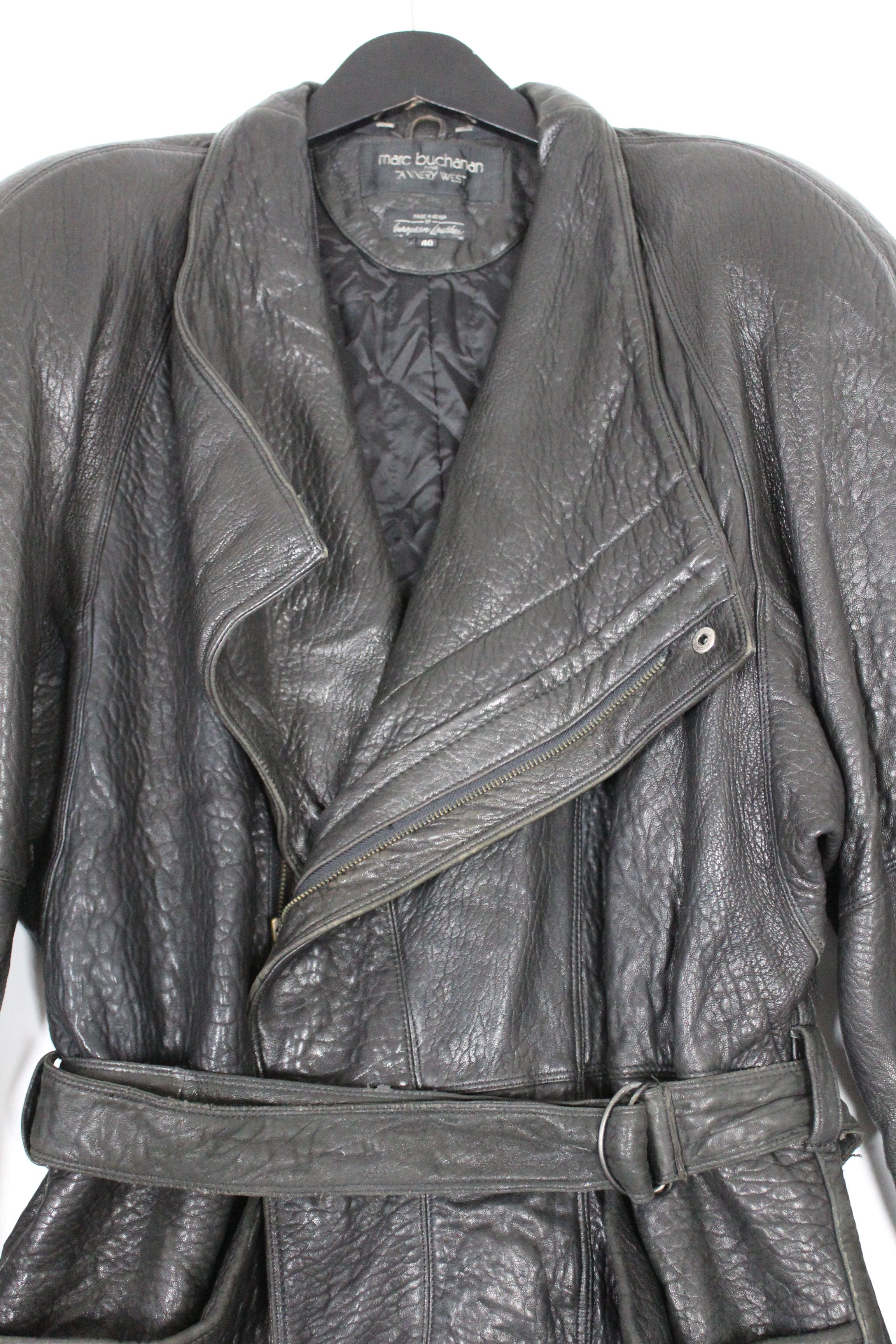 Marc Buchanan Vintage 80s Marc Buchanan Black Leather Belted Trench Coat Size US L / EU 52-54 / 3 - 2 Thumbnail