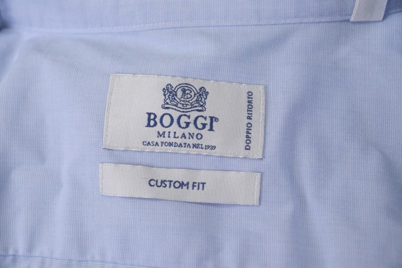 Designer Boggi Blue Cotton Collared Button Front Dress Shirt Size 40 Size 38R - 11 Thumbnail