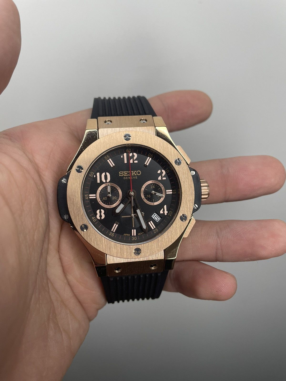 image of Seiko Chronometer Watch Mod in Black, Men's