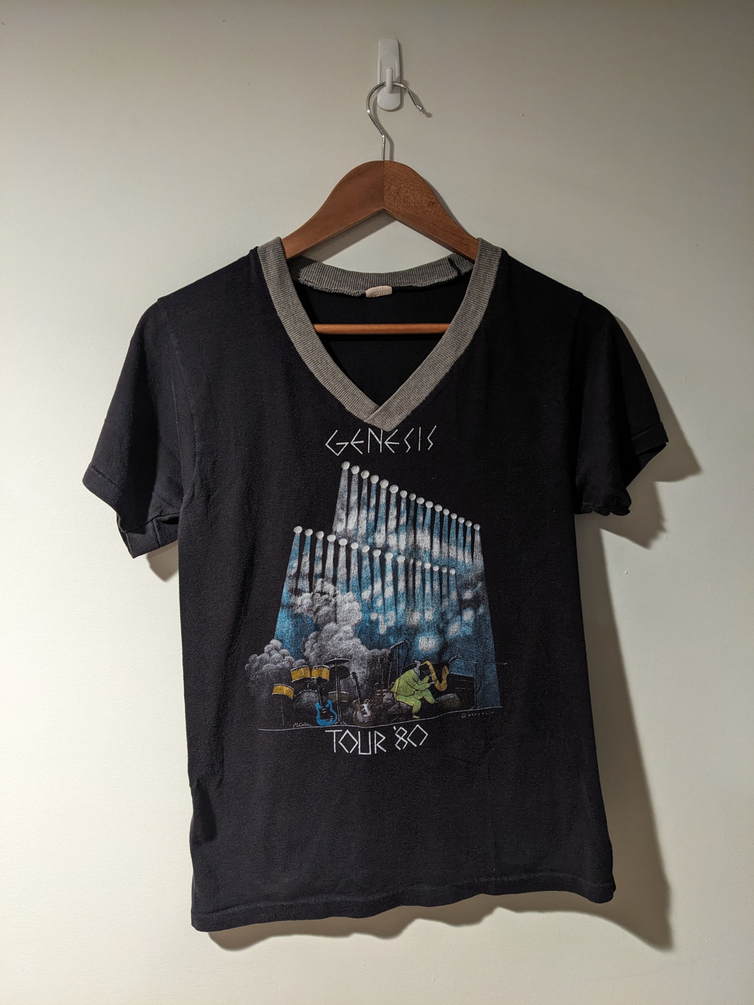 Band Tees × Vintage Vintage 1980s Genesis Tour Seconds Out Black Small T-Shirt Size US S / EU 44-46 / 1 - 1 Thumbnail