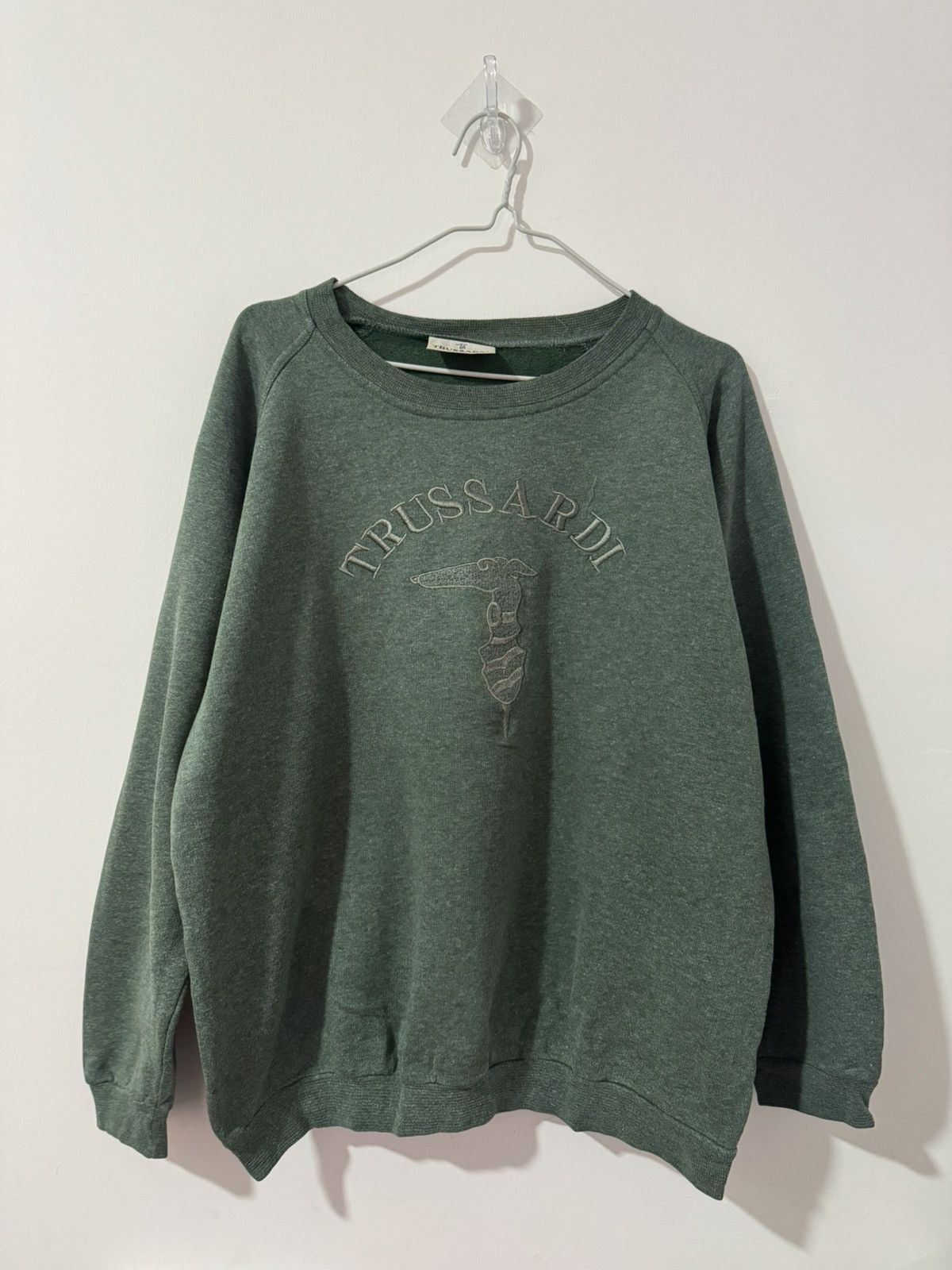 Trussardi Vintage 90's Trussardi Green Sweatshirt S-M Size Size US S / EU 44-46 / 1 - 1 Thumbnail