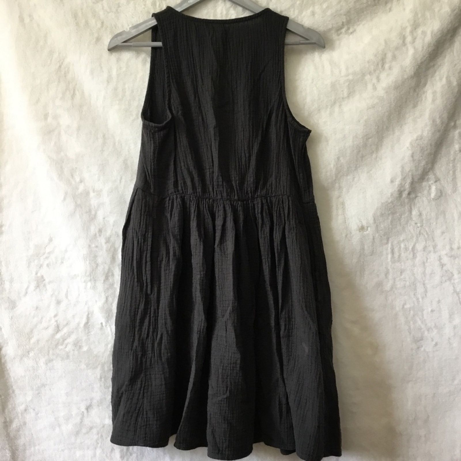 Other UpWest Dark Gray Sleeveless Button-Front Gauze Mini Dress Size M / US 6-8 / IT 42-44 - 9 Thumbnail