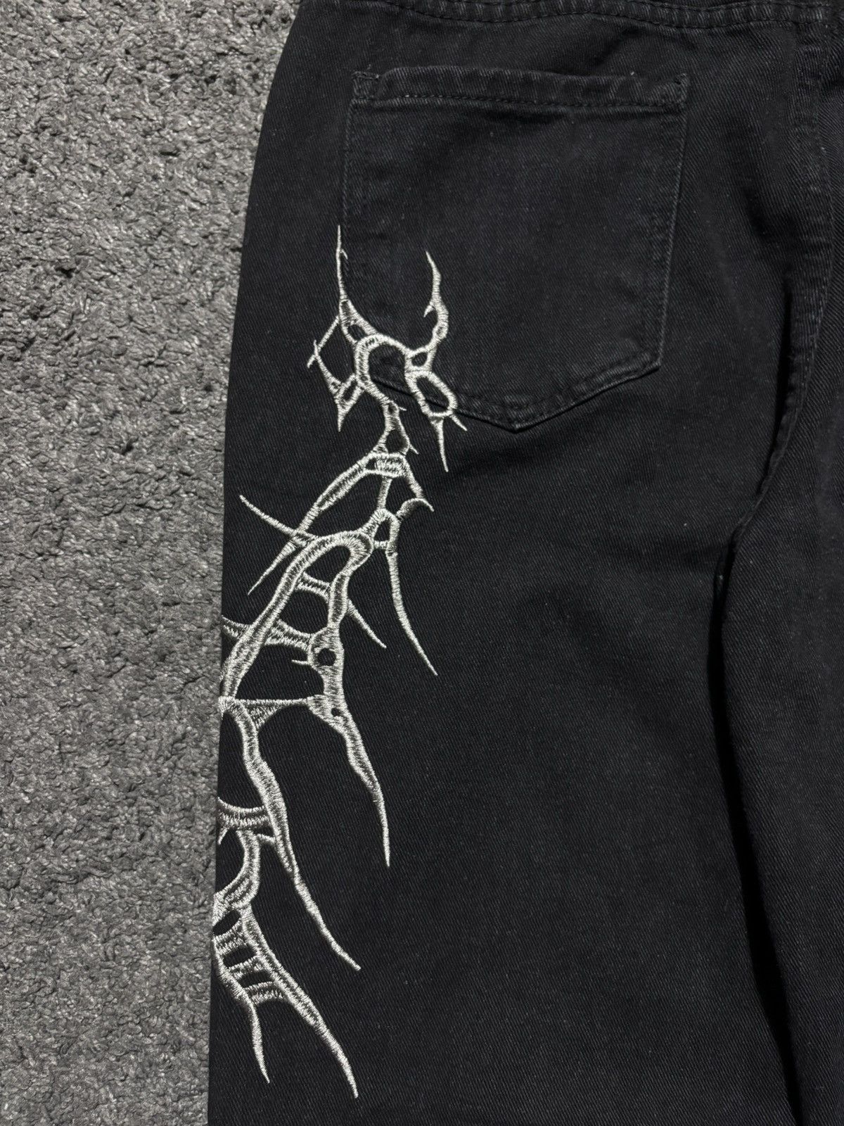 Jean × Vintage Vintage streetwear very rare spike silver flared black jeans Size US 34 / EU 50 - 14 Thumbnail