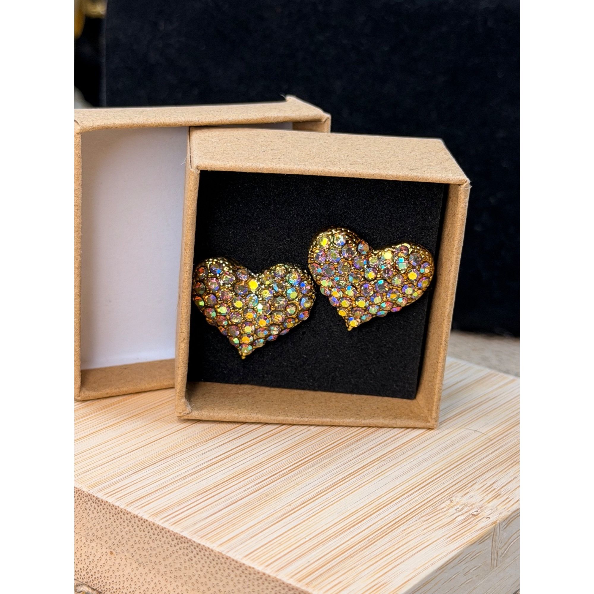 Other Gold-Tone Heart-Shaped Rhinestone Earrings With Stud Backing Size ONE SIZE - 2 Thumbnail