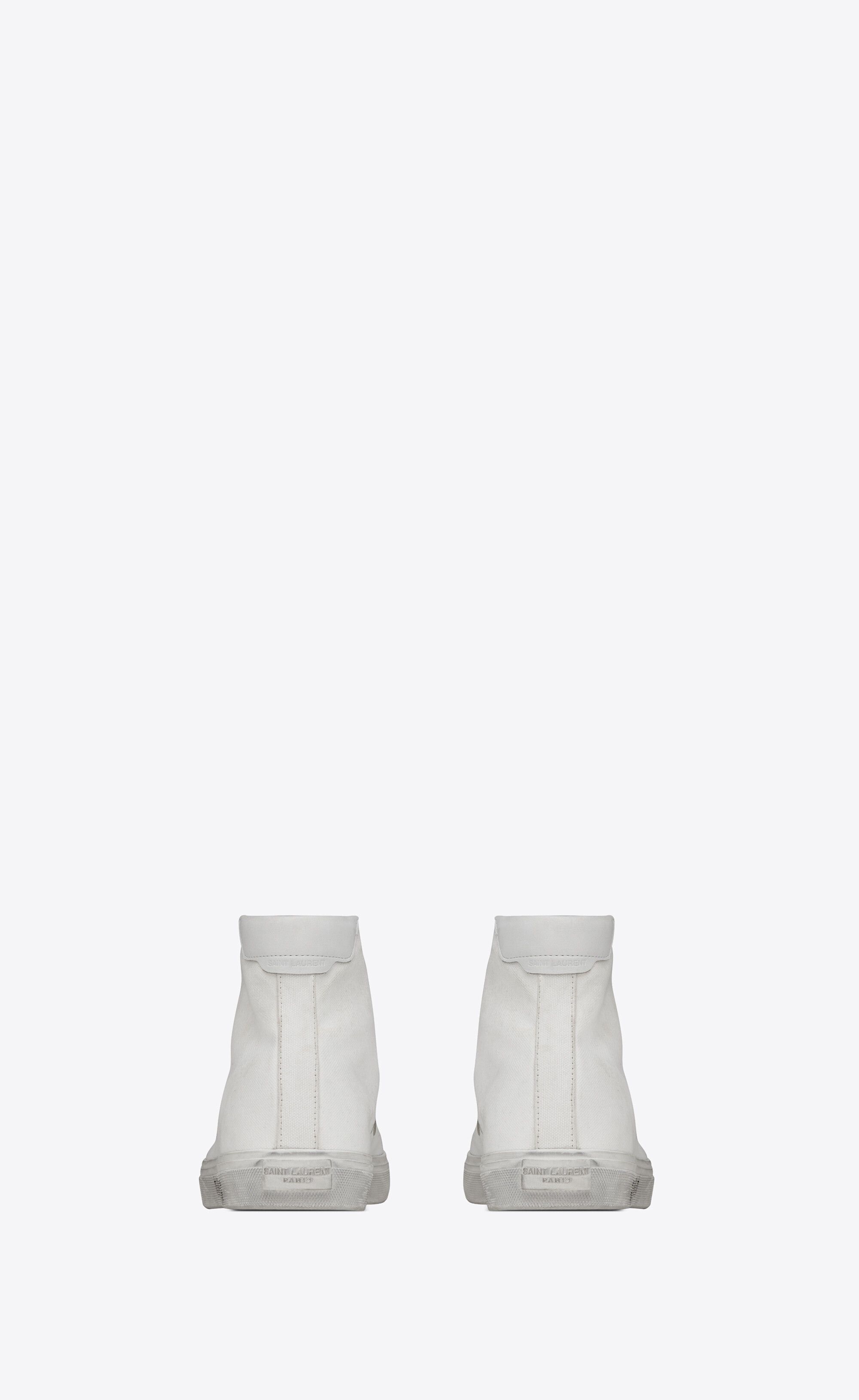 Saint Laurent Paris o1bcso1str1224 Malibu Mid Top Sneakers In Canvas in White Size US 7 / EU 40 - 4 Thumbnail
