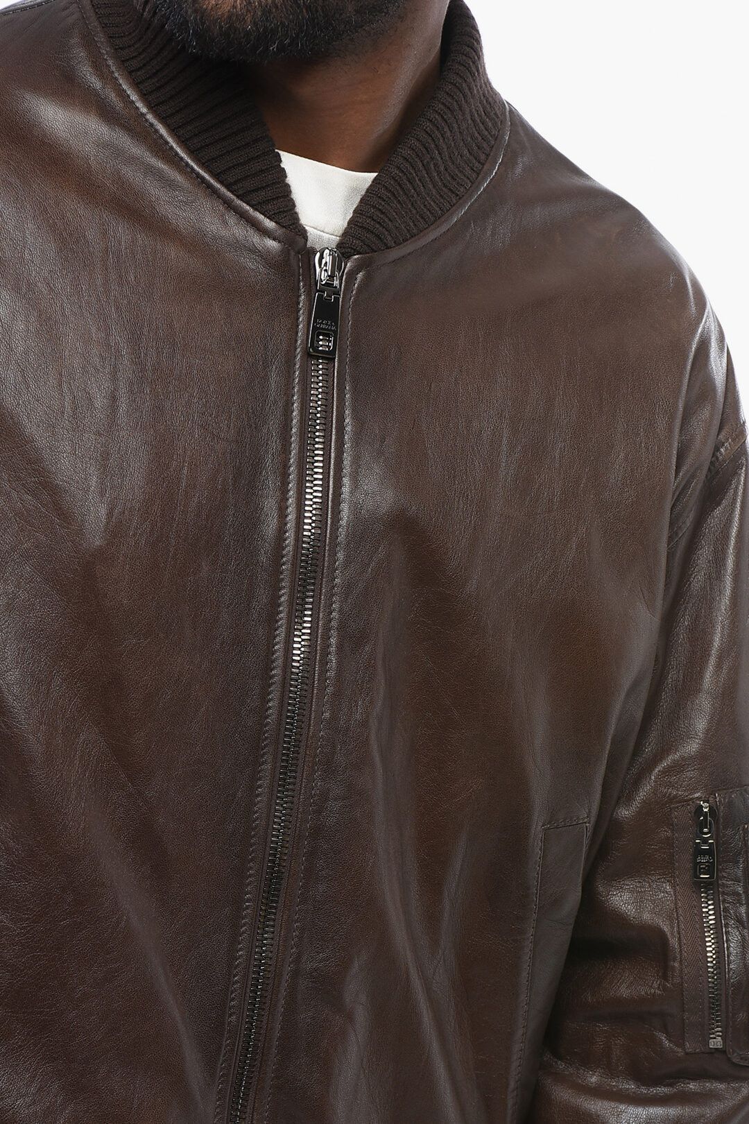 Dolce & Gabbana og1mm0825 Lambskin Zip-up Bomber Jacket in Brown Size US L / EU 52-54 / 3 - 3 Thumbnail