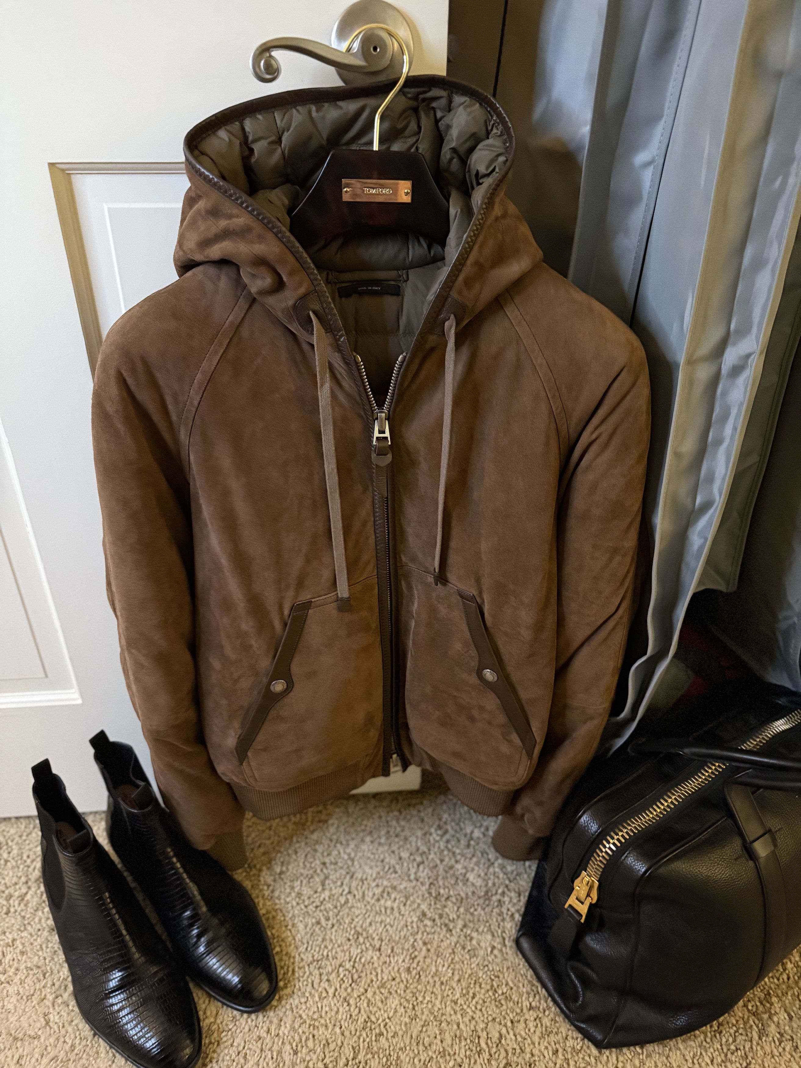 Tom Ford The Ultimate Rare $8,750 w/tax Leather Accent Suede Hoodie Size US M / EU 48-50 / 2 - 5 Thumbnail