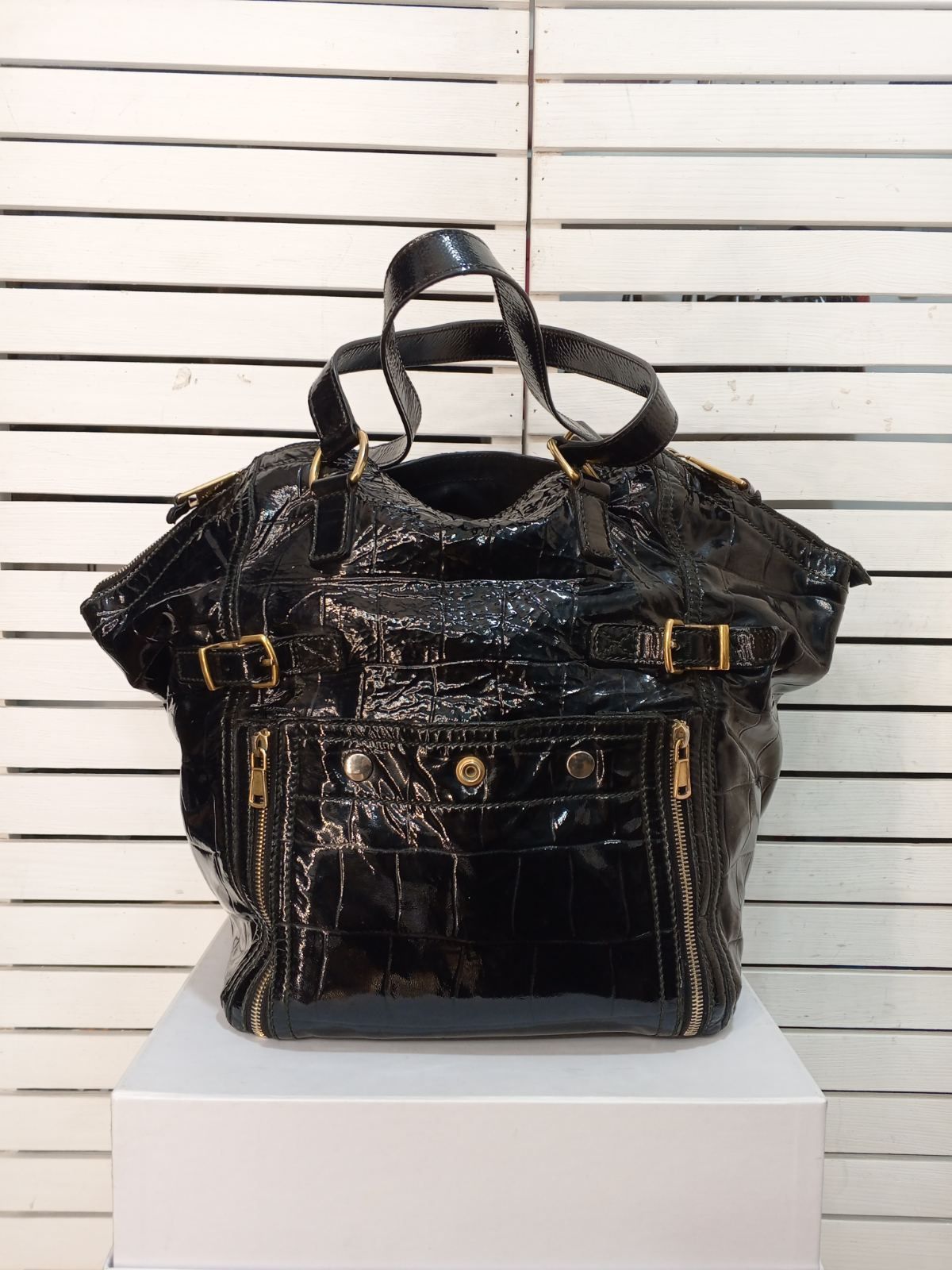 Saint Laurent Paris Yves Saint Laurent Rive Gauche Vintage Patent Leather Bag Size ONE SIZE - 1 Thumbnail