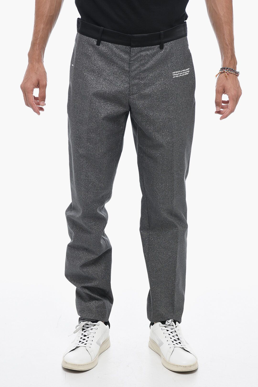 og1mm0824 Glittery Tailoring Pant in Silver Grey