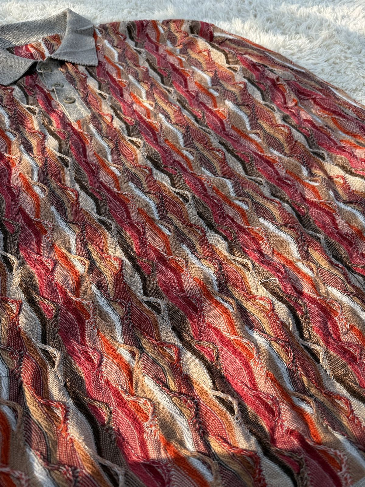 Coogi Rare! Vintage Coogi 3D Knit Polo Bacon Wave Pattern Size US XL / EU 56 / 4 - 5 Thumbnail
