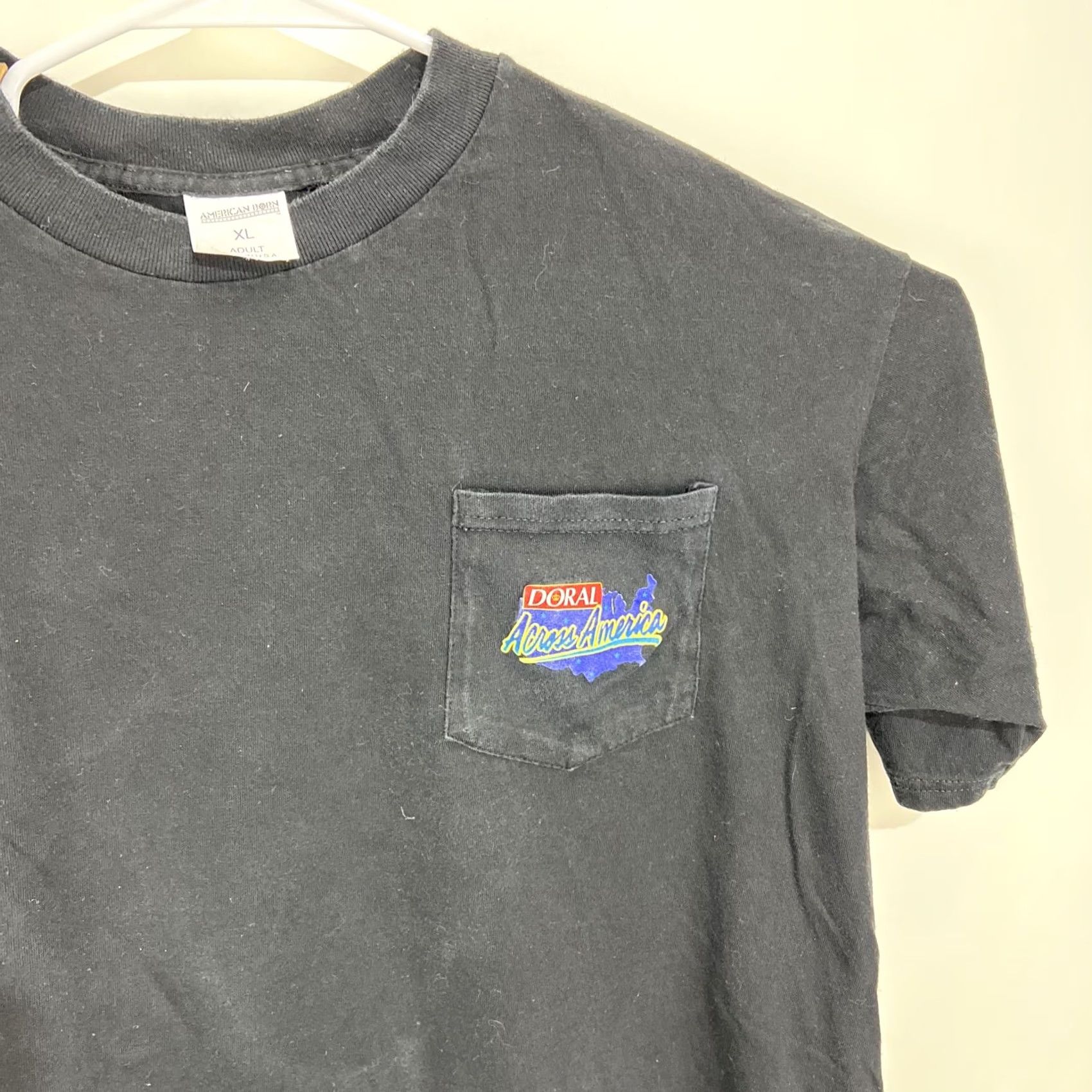 Vintage VINTAGE American Born Across America Tobacco T Shirt XL Unisex Black 1990s Grunge Pocket Doral Size US XL / EU 56 / 4 - 4 Thumbnail