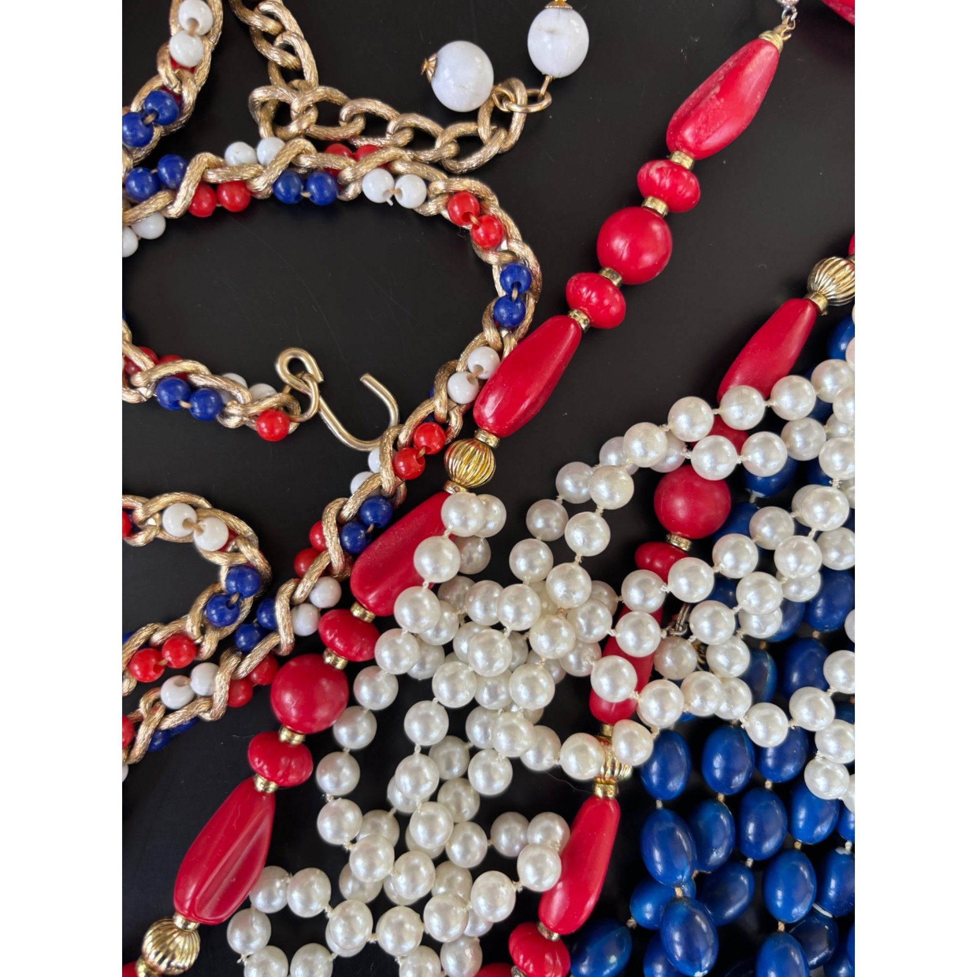 Other Vintage Multi-Strand Beaded Necklaces Set - Red White & Blue Size ONE SIZE - 1 Thumbnail