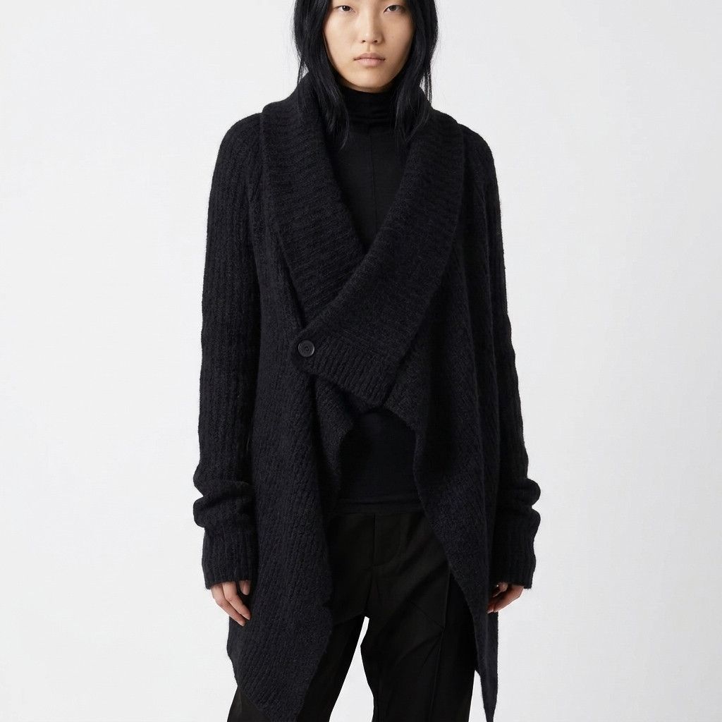Rick Owens Asymmetric Alpaca/Merino/Silk Cardigan Black, Rick Owens. Size XL / US 12-14 / IT 48-50 - 1 Thumbnail