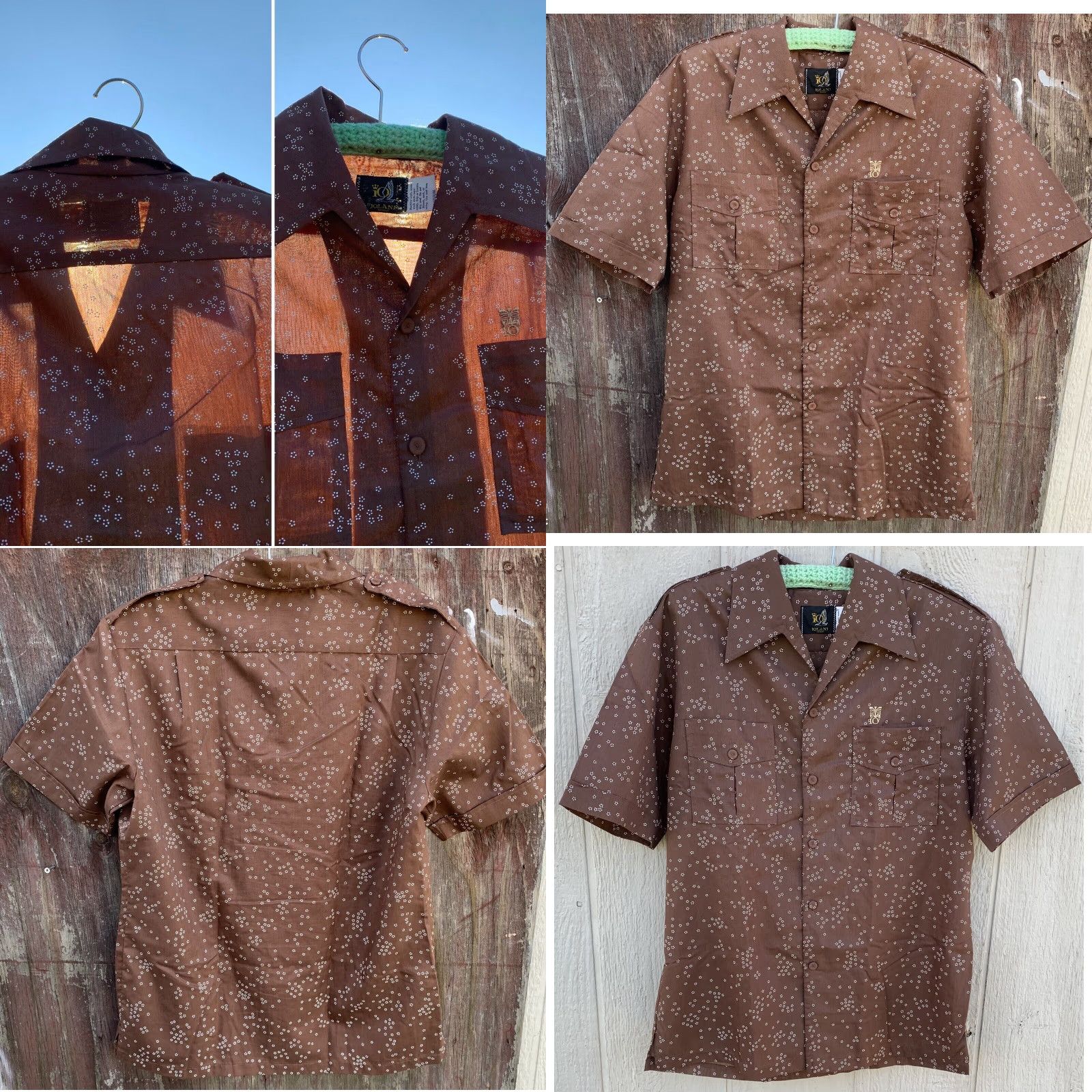 IOLANI VINTAGE Iolani Hawaii Hawaiian shirt tiki Aloha size M Shirt Mens Brown Cotton Blend Pockets 90s/Travel/Party Size US M / EU 48-50 / 2 - 8 Thumbnail