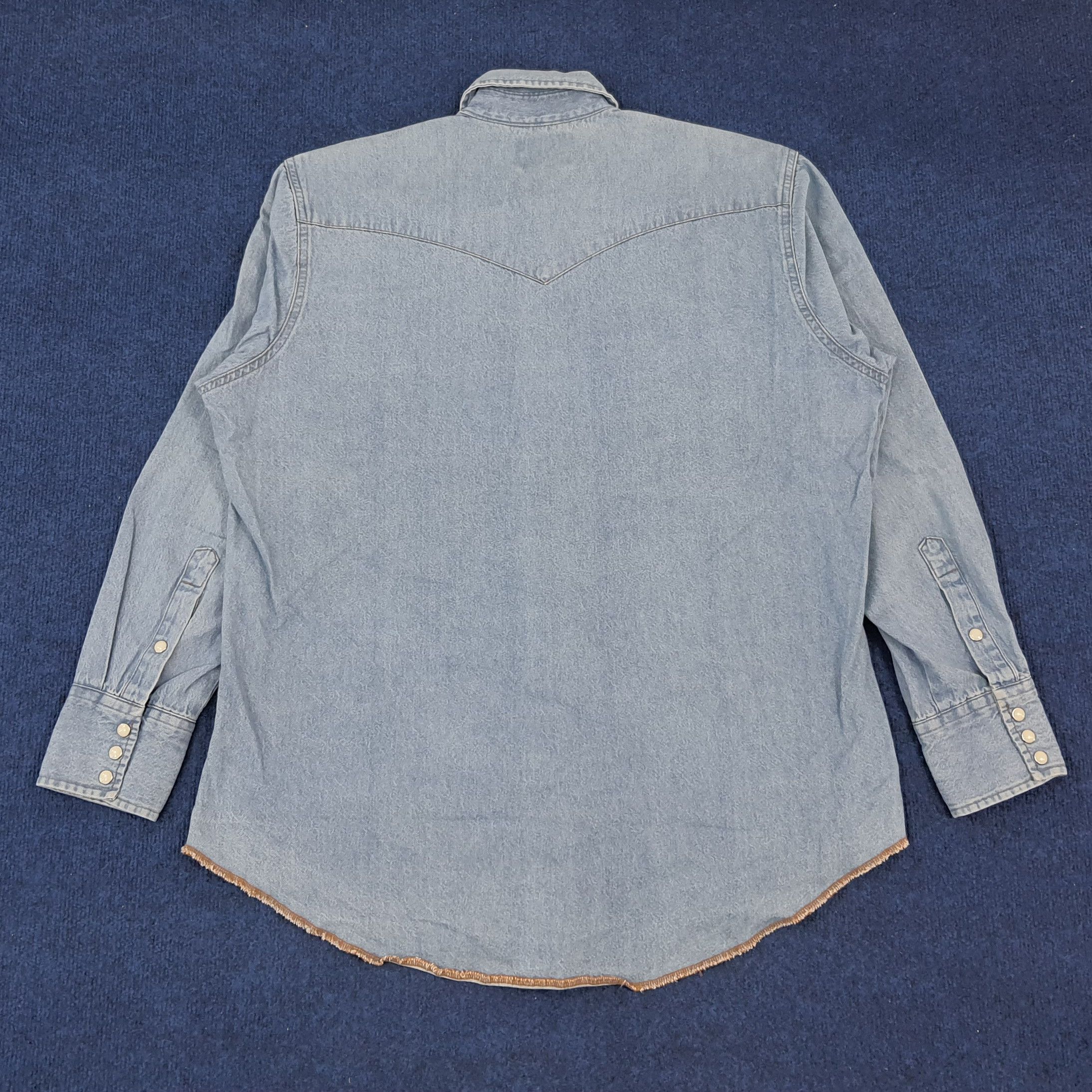 Vintage × Wrangler Vintage Wrangler USA American Fashion Style Denim Shirt Size US XL / EU 56 / 4 - 3 Thumbnail
