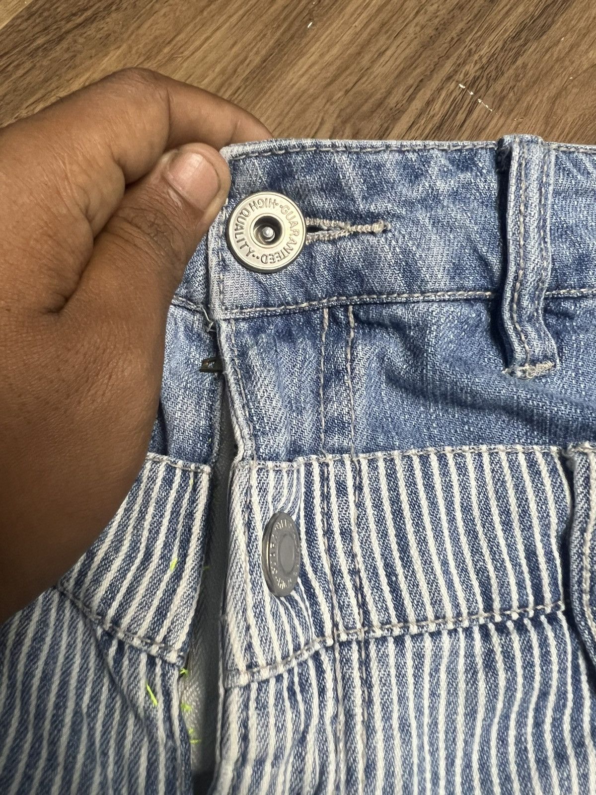 If Six Was Nine Vintage Cutie Blonde Bio-Stone Wash Pinstripe Jeans (40) Size 32" / US 10 / IT 46 - 8 Thumbnail