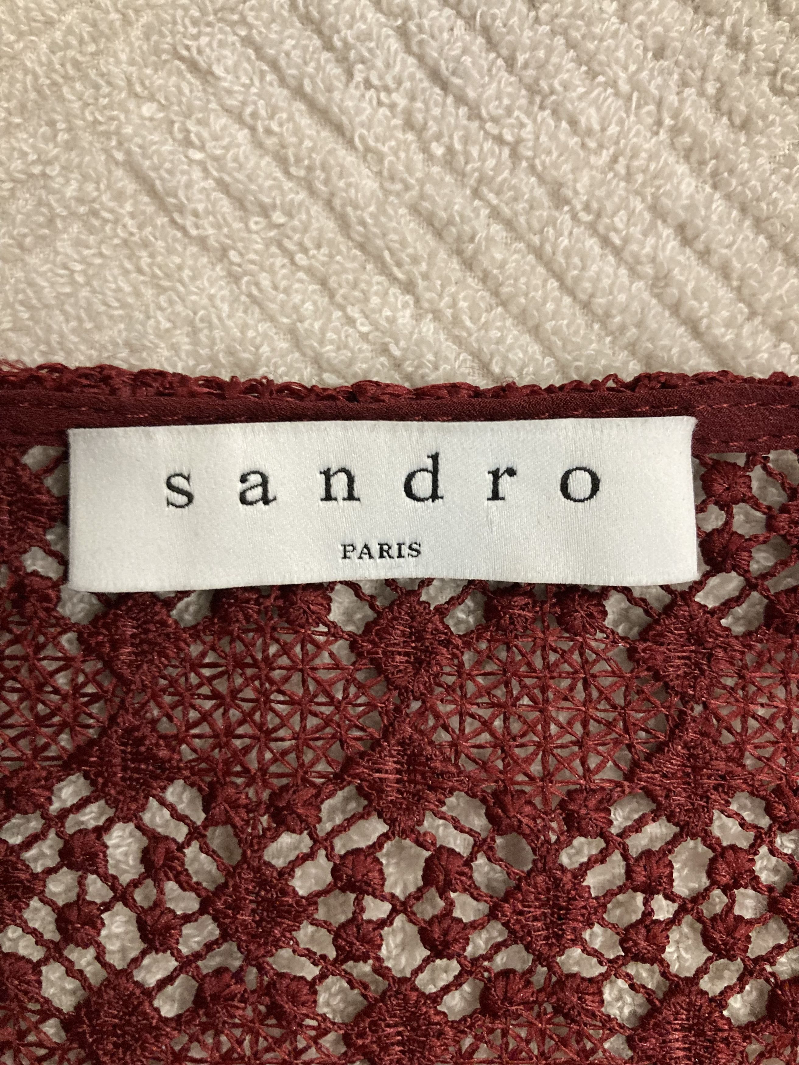 Sandro Sandro Burgundy Lace Blouse Size S / US 4 / IT 40 - 6 Thumbnail