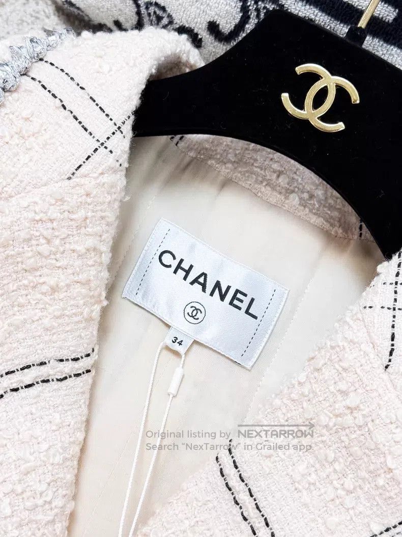 Chanel Chanel Silver silk plaid tweed long-sleeved jacket Size XXS / US 00 / IT 34 - 5 Thumbnail