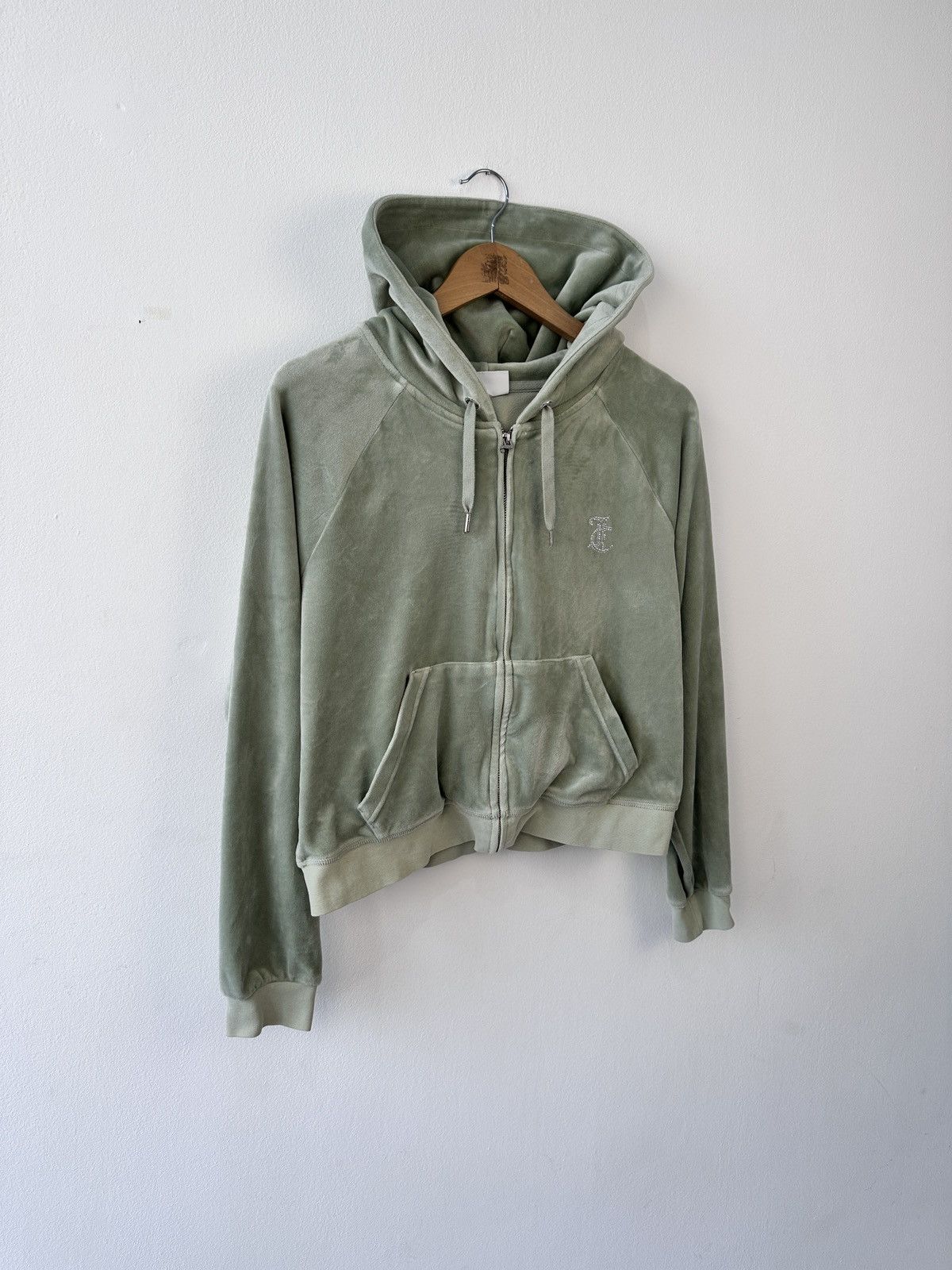 Juicy Couture Juicy Couture Velour Hoodie XL Rhinestone Spellout Back Y2K Size XL / US 12-14 / IT 48-50 - 3 Thumbnail
