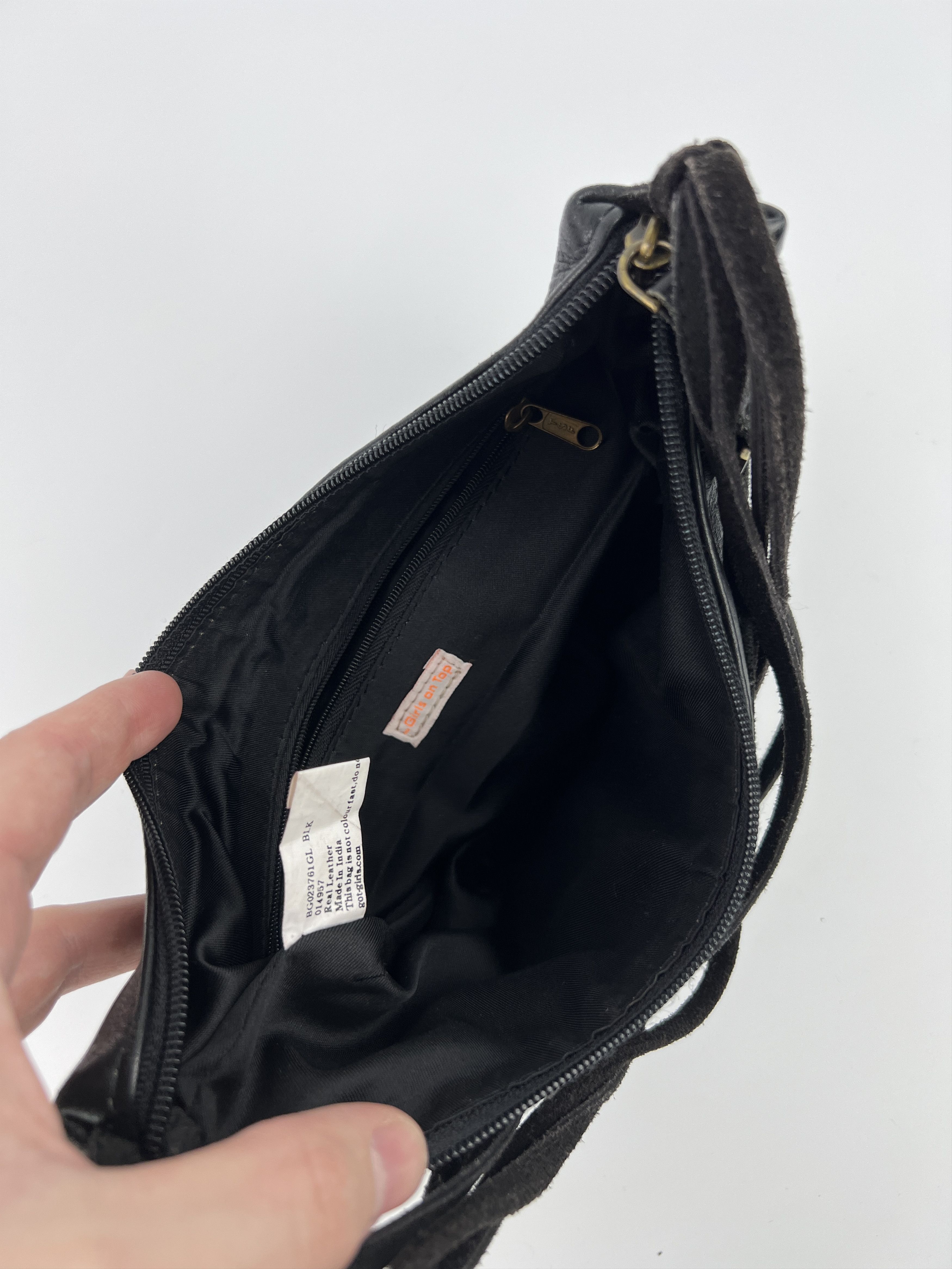 Japanese Brand Y2K Style Black Leather Mini Bag Strap Emo Goth Avant Garde Size ONE SIZE - 7 Thumbnail