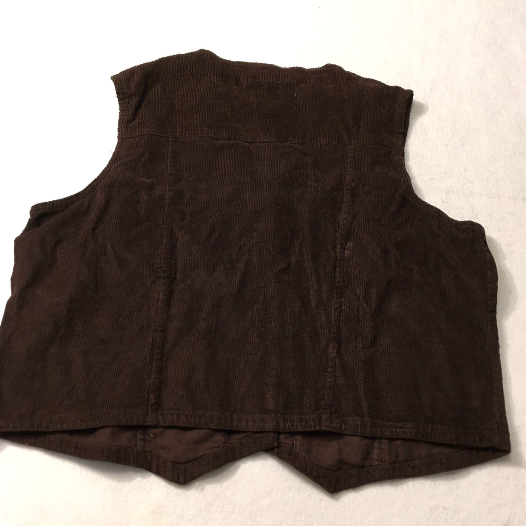 Faded Glory VINTAGE Corduroy Vest 22/24 Button Front Boho Romantic Y2K 90s brown Shirt Womens Size 3XL / US 20-22 - 8 Thumbnail
