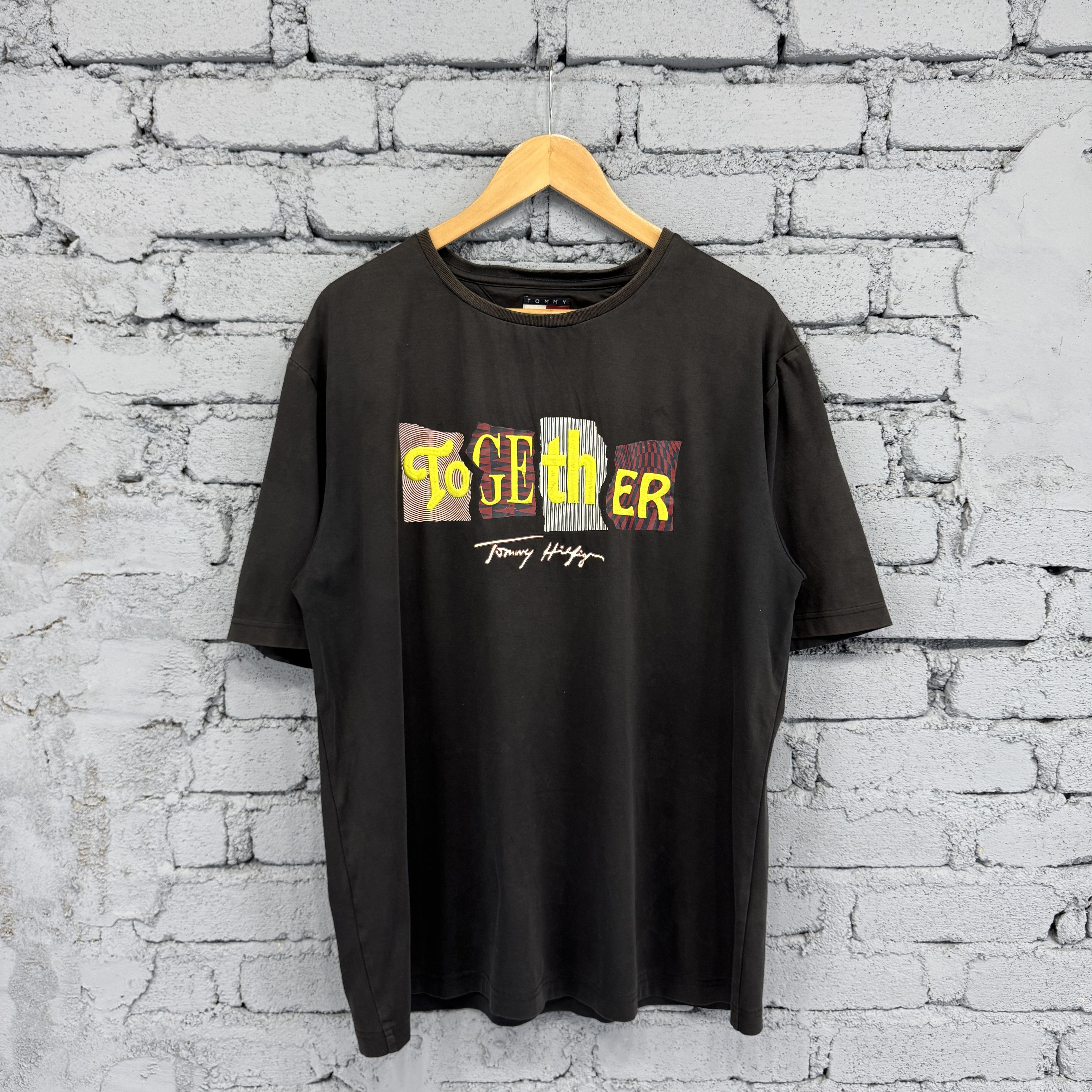 Tommy Hilfiger Rare Tommy Hilfiger "TOGETHER" Sunfaded Tshirt Size US XL / EU 56 / 4 - 1 Thumbnail