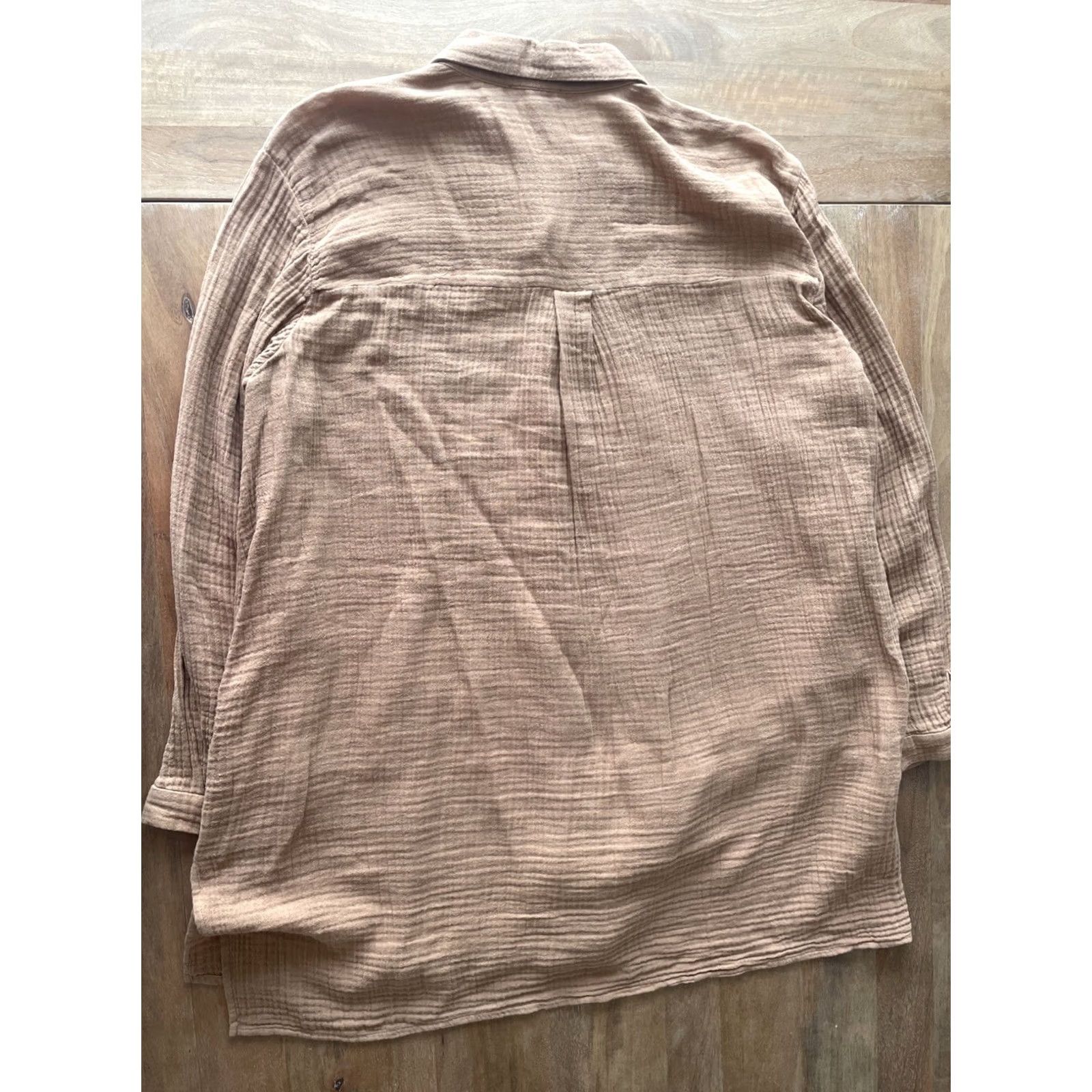 Eileen Fisher Eileen Fisher Tunic Button Up Womens Plus Size 1X Beige Coastal Beach Casual Organic Cotton Size XL / US 12-14 / IT 48-50 - 2 Thumbnail