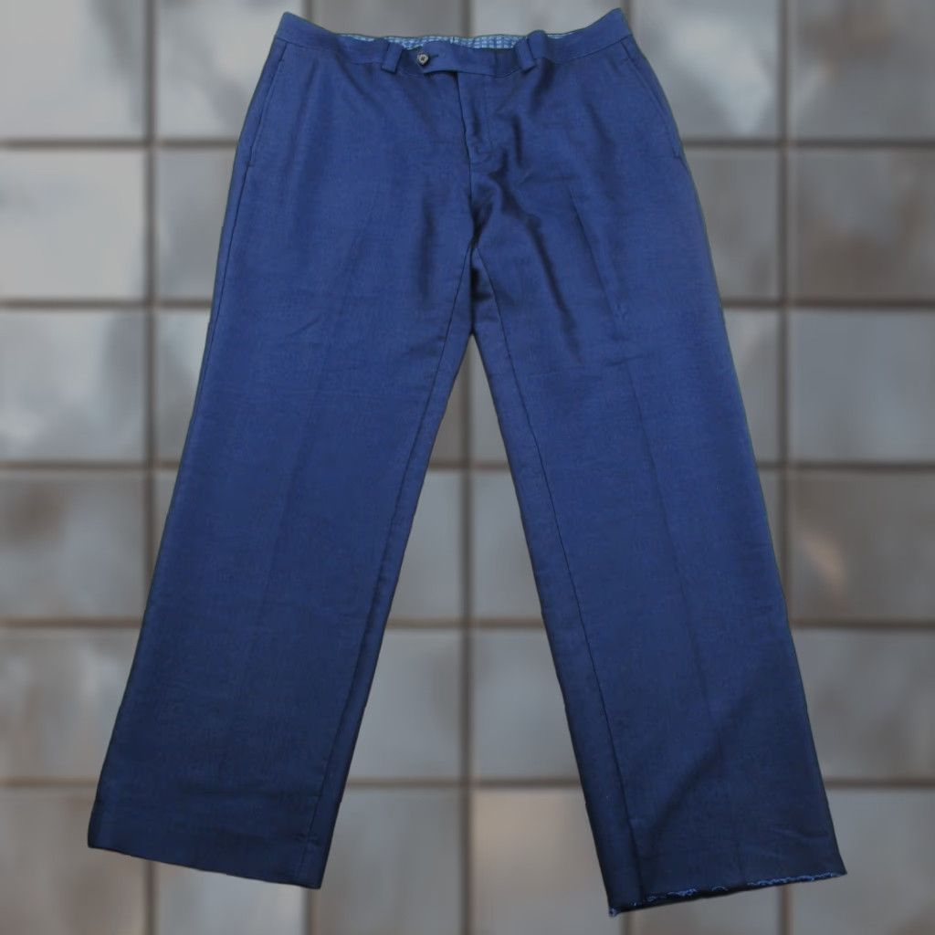 Ralph Lauren Lauren Ralph Lauren Pants Mens 34x30 Blue Dress Slacks Flat Front Unhemmed Hole - Classic, Dress, Workwear Size US 34 / EU 50 - 1 Thumbnail