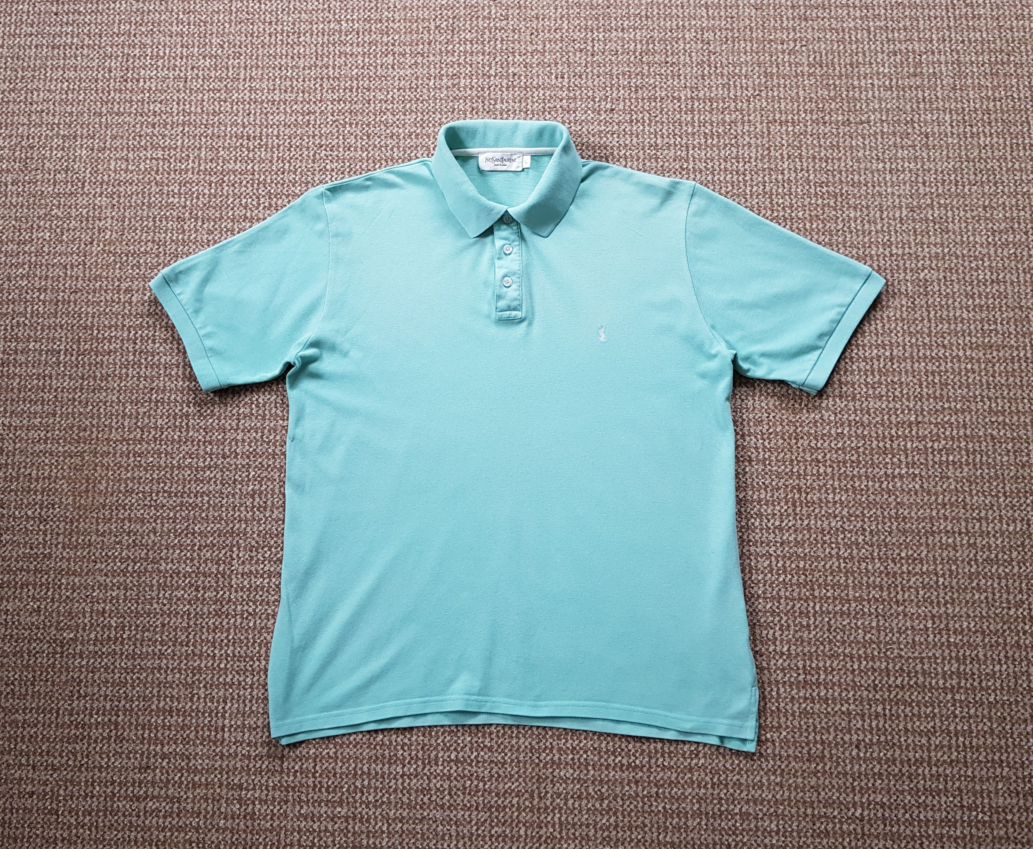 Yves Saint Laurent YSL Vintage Yves Saint Laurent Polo Shirt Turquoise Blue L Size US L / EU 52-54 / 3 - 2 Thumbnail