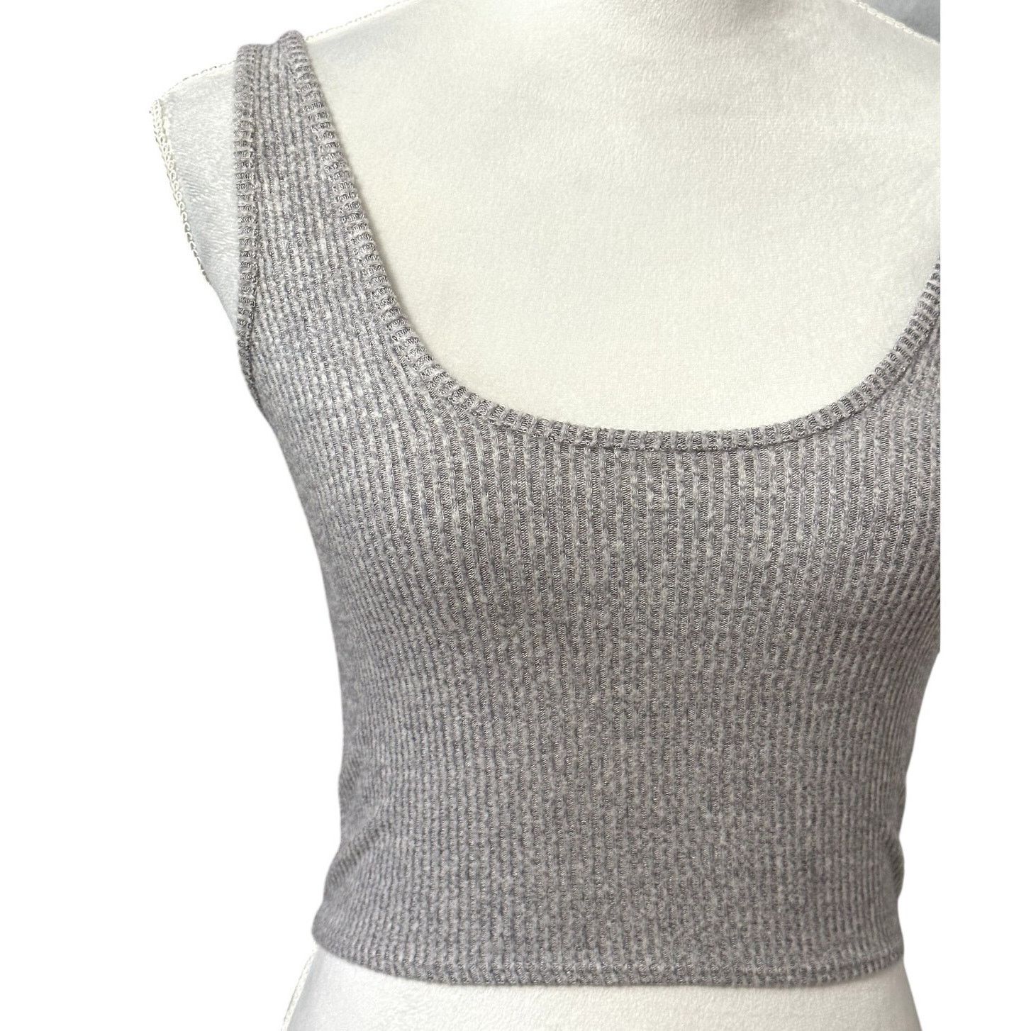 Other Open Edit Crop Top Marled Sleeveless Scoop Neck Gray S NWOT Size S / US 4 / IT 40 - 2 Thumbnail