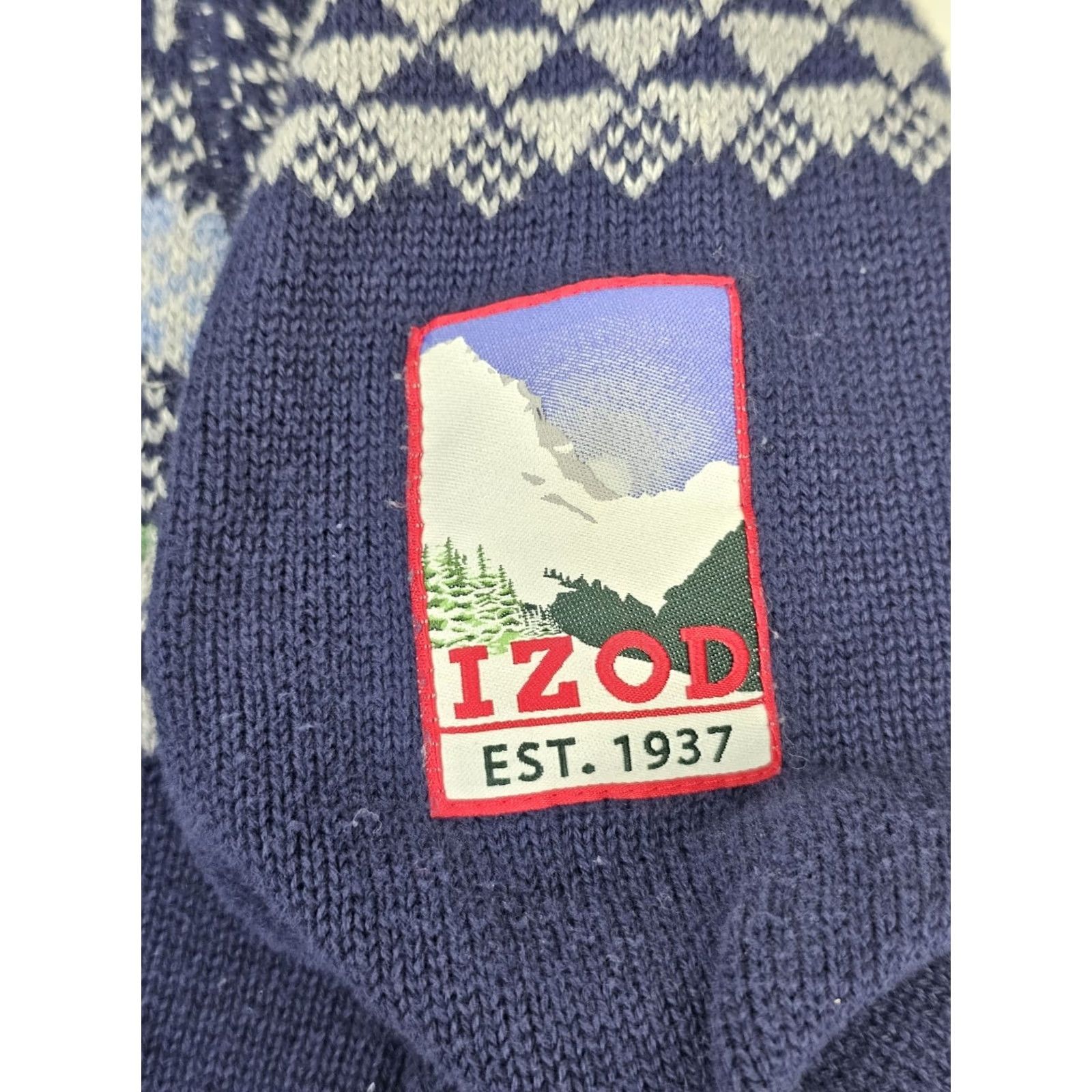 Izod VINTAGE IZOD 1/4 Zip Fair Isle Nordic Jacquard Knit Sweater Men XL Blue Size US XL / EU 56 / 4 - 2 Thumbnail