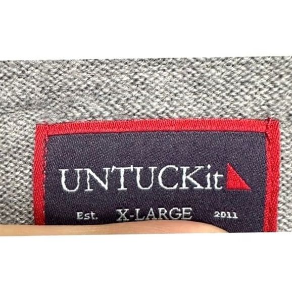 UNTUCKit UNTUCKit Merino Wool V-Neck Sweater Pullover Adult XL Grey Knit Mens Long Sleeve Tight-Knit Solid Breathable Vintage? No Size US XL / EU 56 / 4 - 4 Thumbnail
