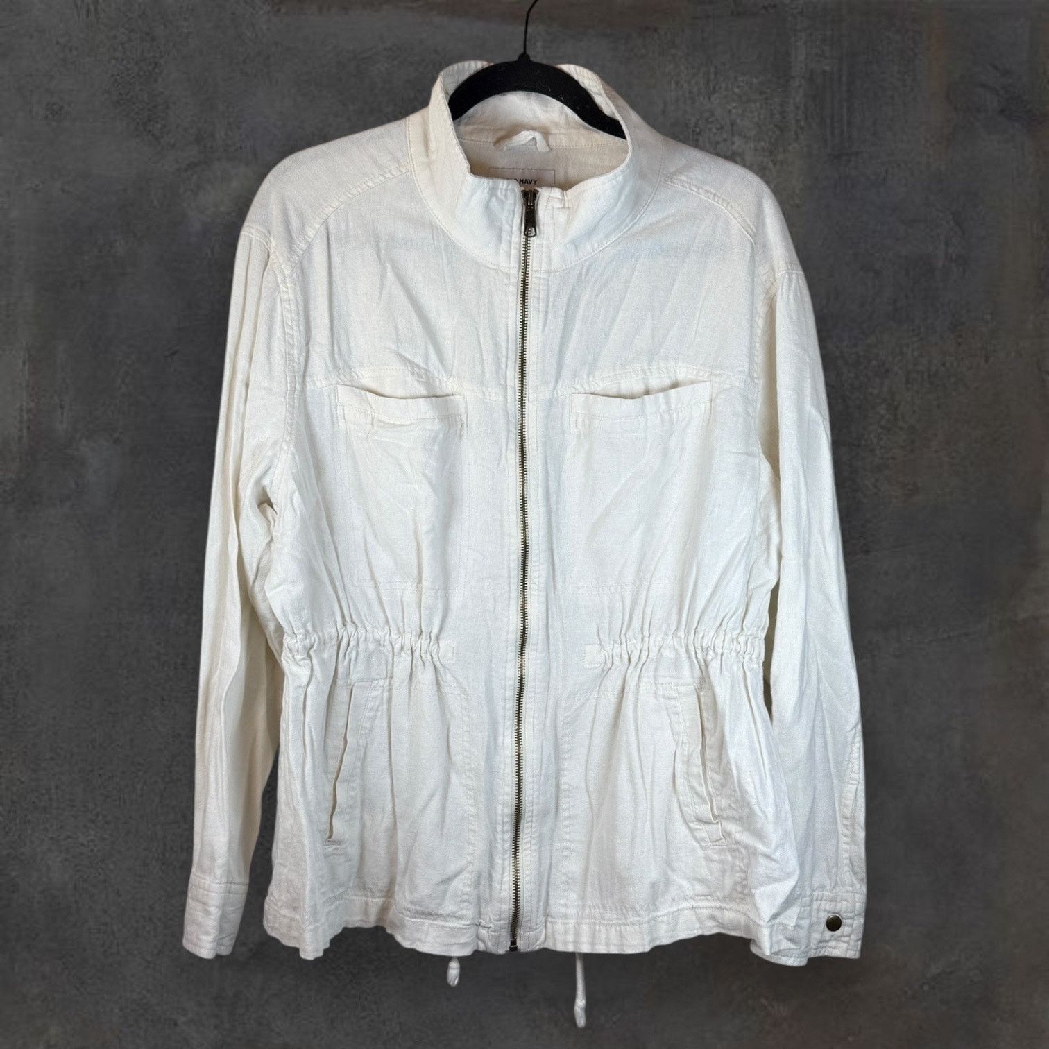 Old Navy Old Navy Cargo Jacket Women's XL Ivory 55% Linen Drawstring Size XL / US 12-14 / IT 48-50 - 1 Thumbnail
