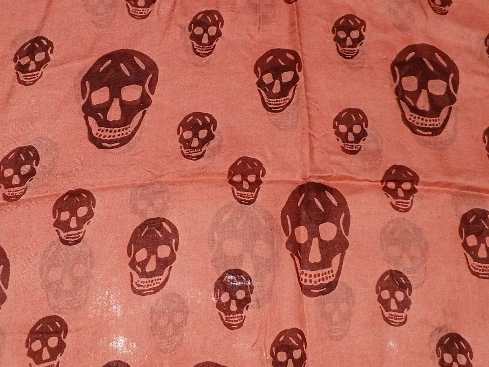 Alexander McQueen ALEXANDER MCQUEEN AMQ Signature Skull Orange Silk Scarf Size ONE SIZE - 6 Thumbnail