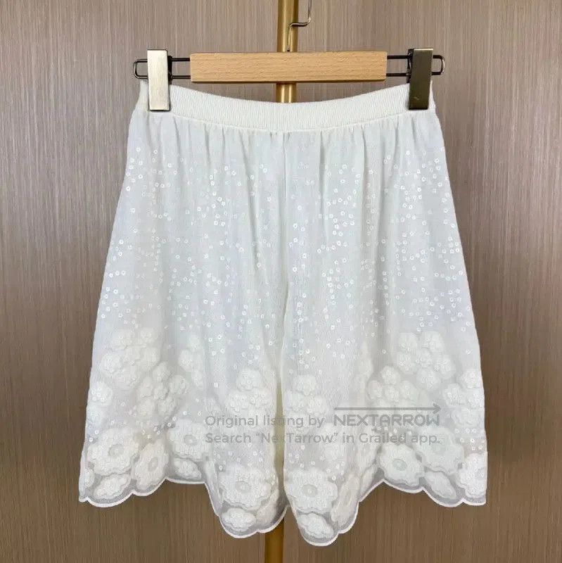 Chanel Chanel White Cotton Midi Skirt . Size 35" - 2 Thumbnail