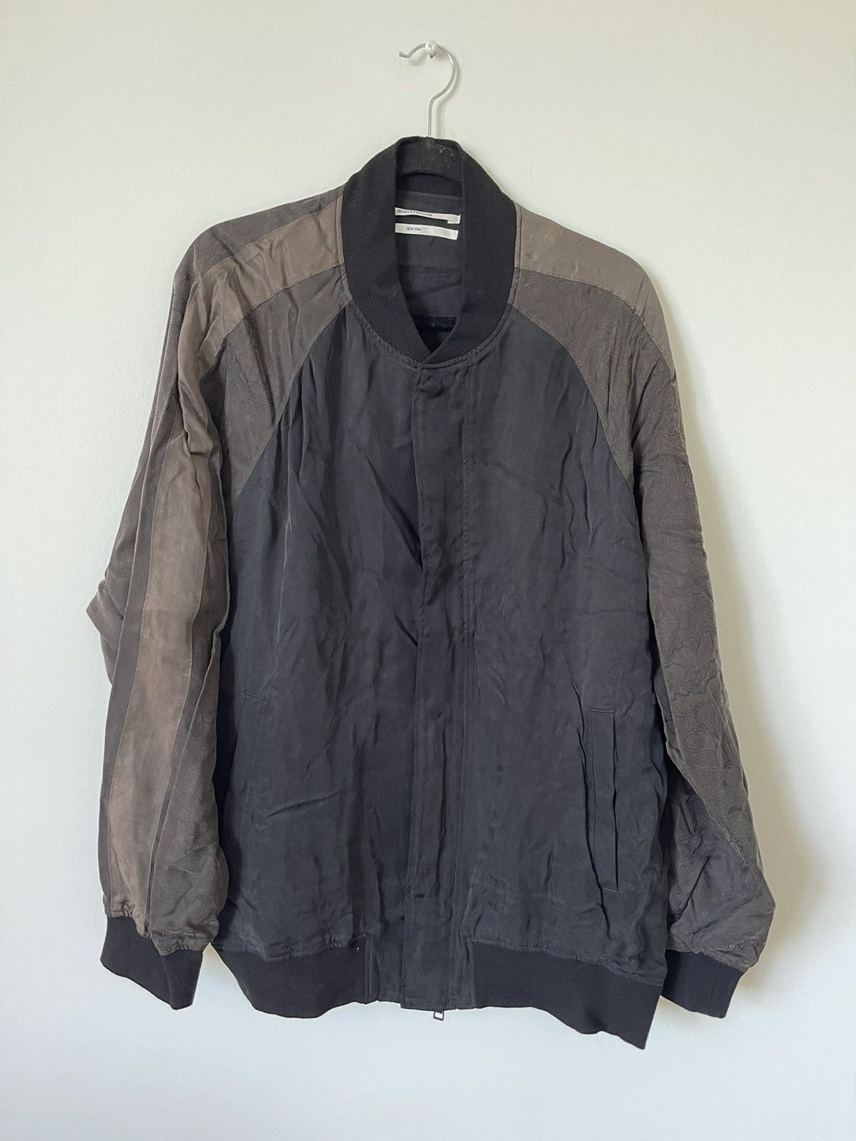 image of Robert Geller Casper Bomber, 52 in Black, Men's (Size XL)