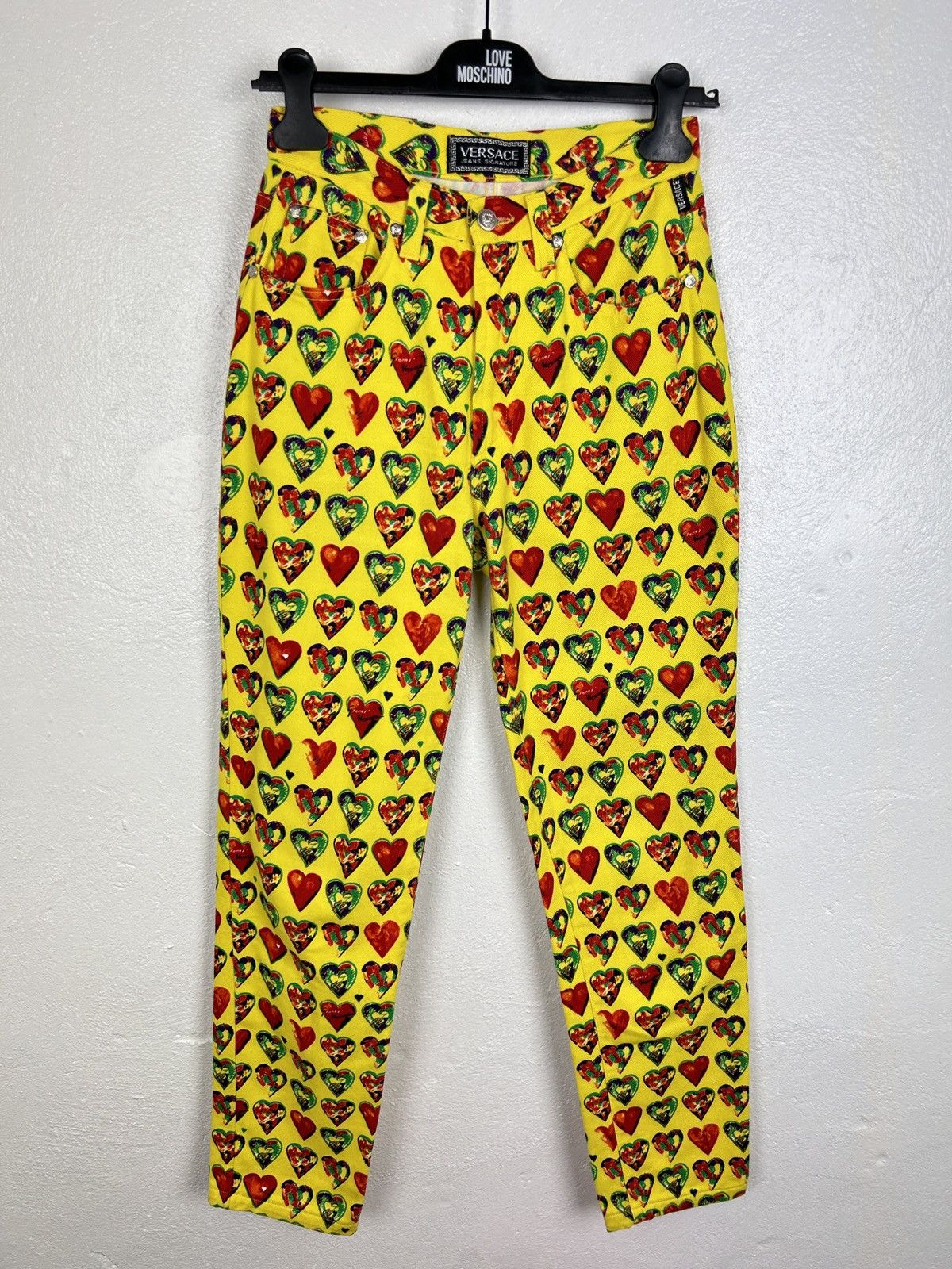 90s Vintage 1997 Gianni Versace Signature Heart Print Pants