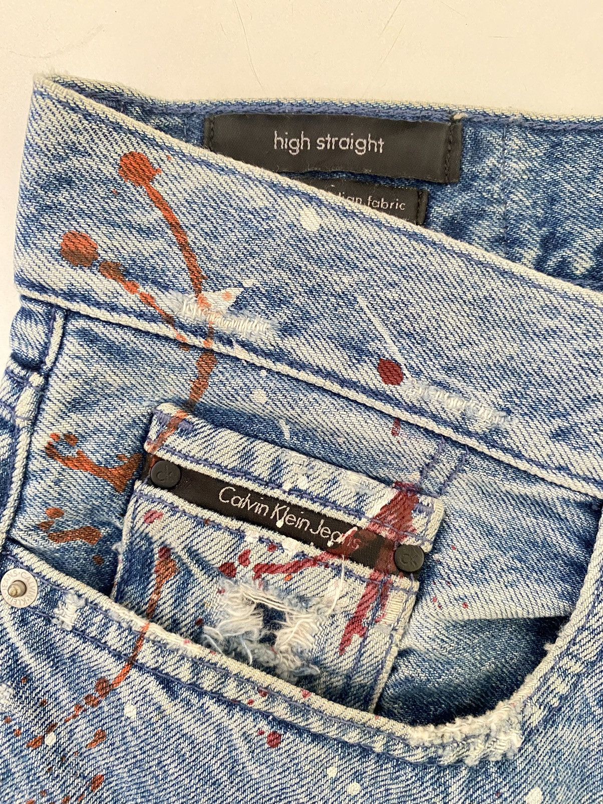 Calvin Klein CK high straight Paint-Splatter Jeans Size US 33 - 4 Thumbnail