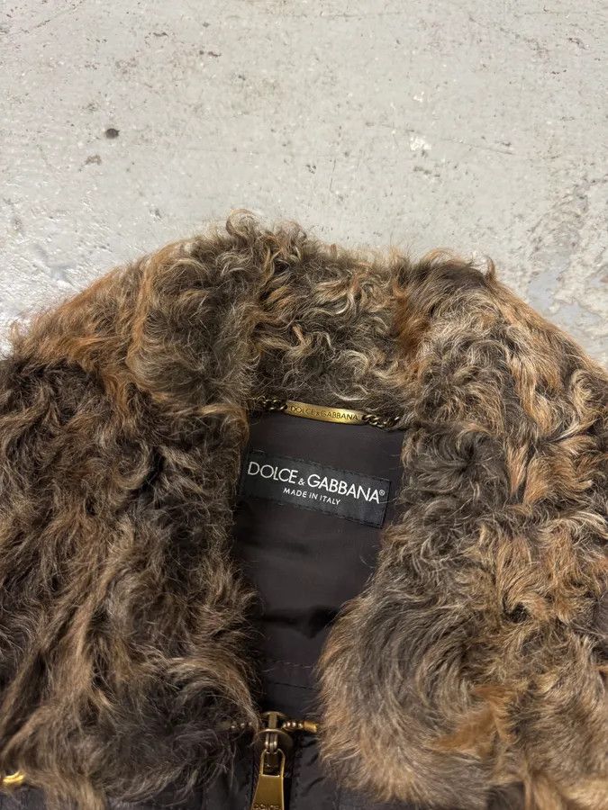 Dolce & Gabbana × Vintage FW2008 Dolce & Gabbana Black Hybrid Faux Fur Collar Leather Jacket Size L / US 10 / IT 46 - 6 Thumbnail