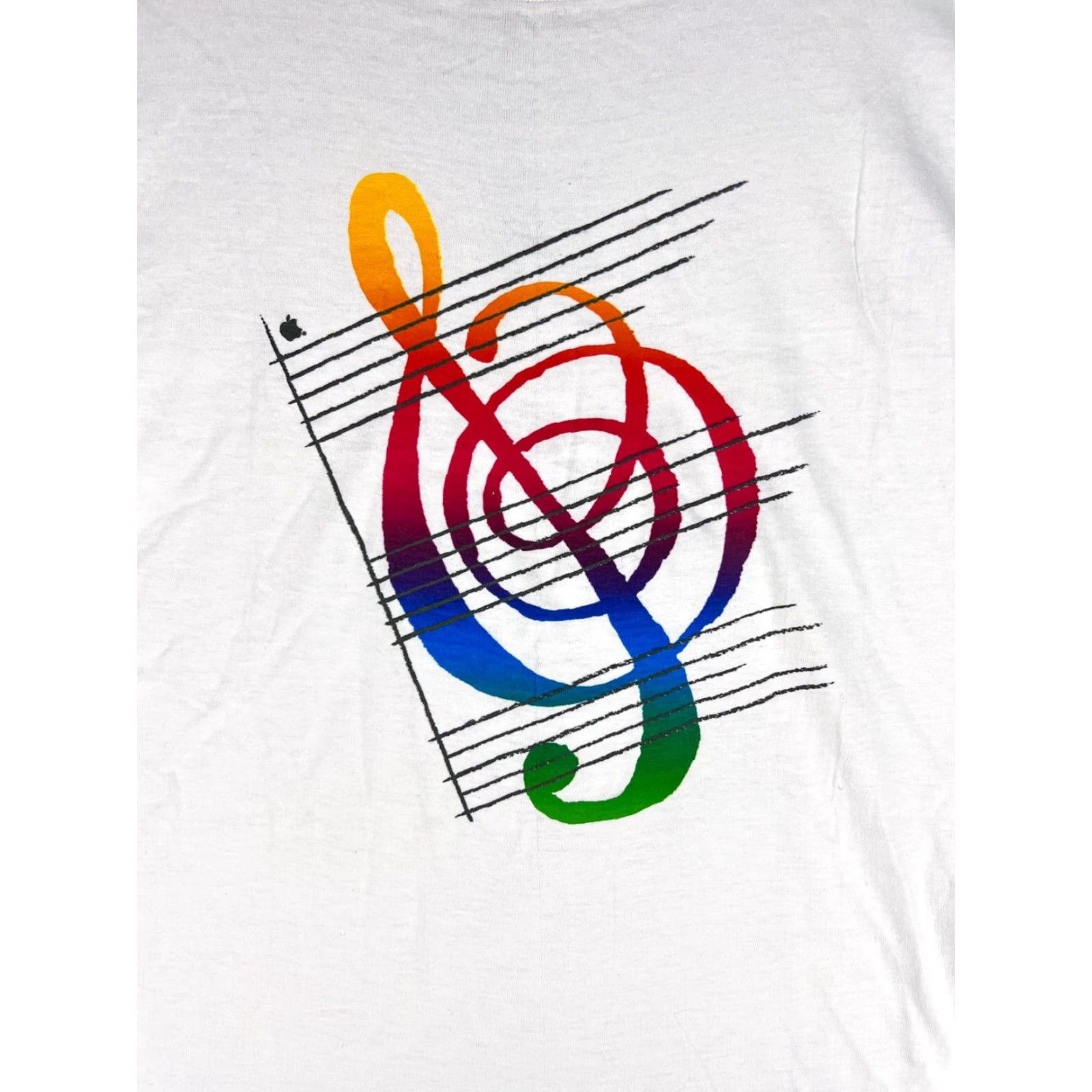 Apple VINTAGE Apple Shirt Mens Medium White 90s Logo Graphic Print Long Sleeve Jersey Cotton Crew Neck USA Size US M / EU 48-50 / 2 - 3 Thumbnail