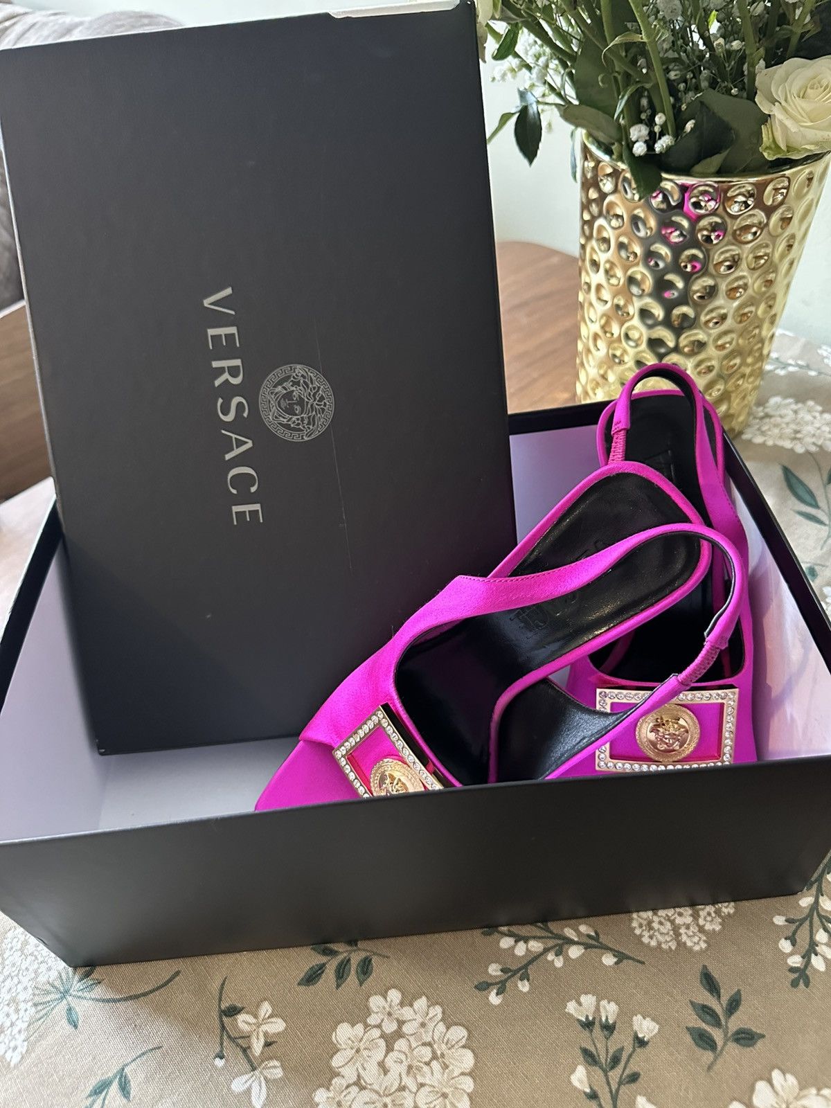 Versace Versace Pink High-Heeled Slingback Sandals Size US 6.5 / IT 36.5 - 7 Thumbnail