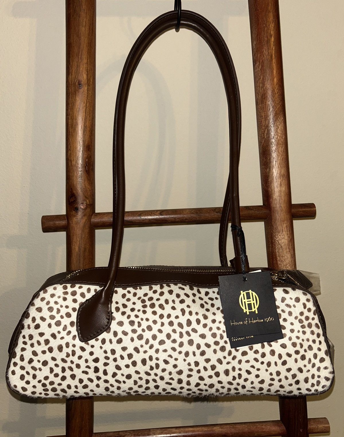 House of Harlow House of Harlow 1960 Genuine Calf Hair Dot Long Baguette Bag Size ONE SIZE - 1 Thumbnail