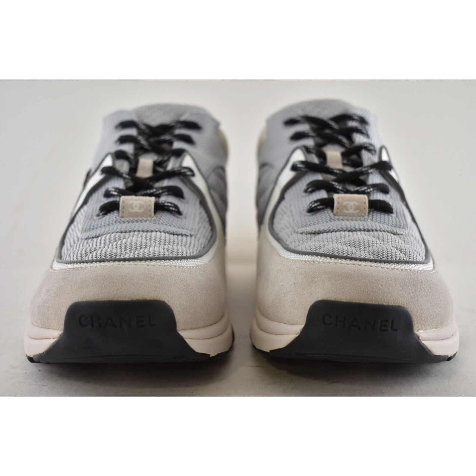 Chanel Mens Grey Suede CC Logo Low Top Trainer Sneaker 44 11 Size US 11 / EU 44 - 7 Thumbnail