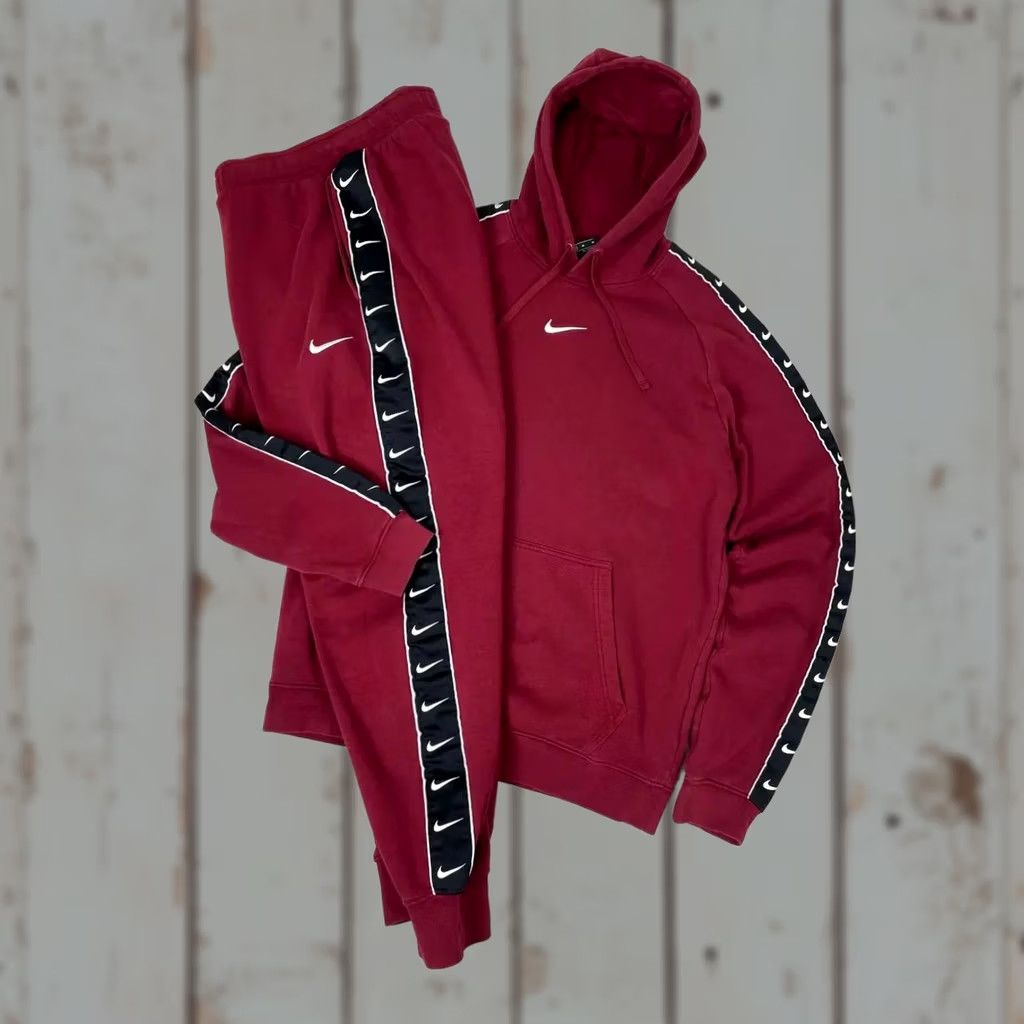 Nike VINTAGE Nike Tracksuit Hoodie And Pants M Burgundy Lampas Swoosh Y2K Men Size US M / EU 48-50 / 2 - 1 Thumbnail